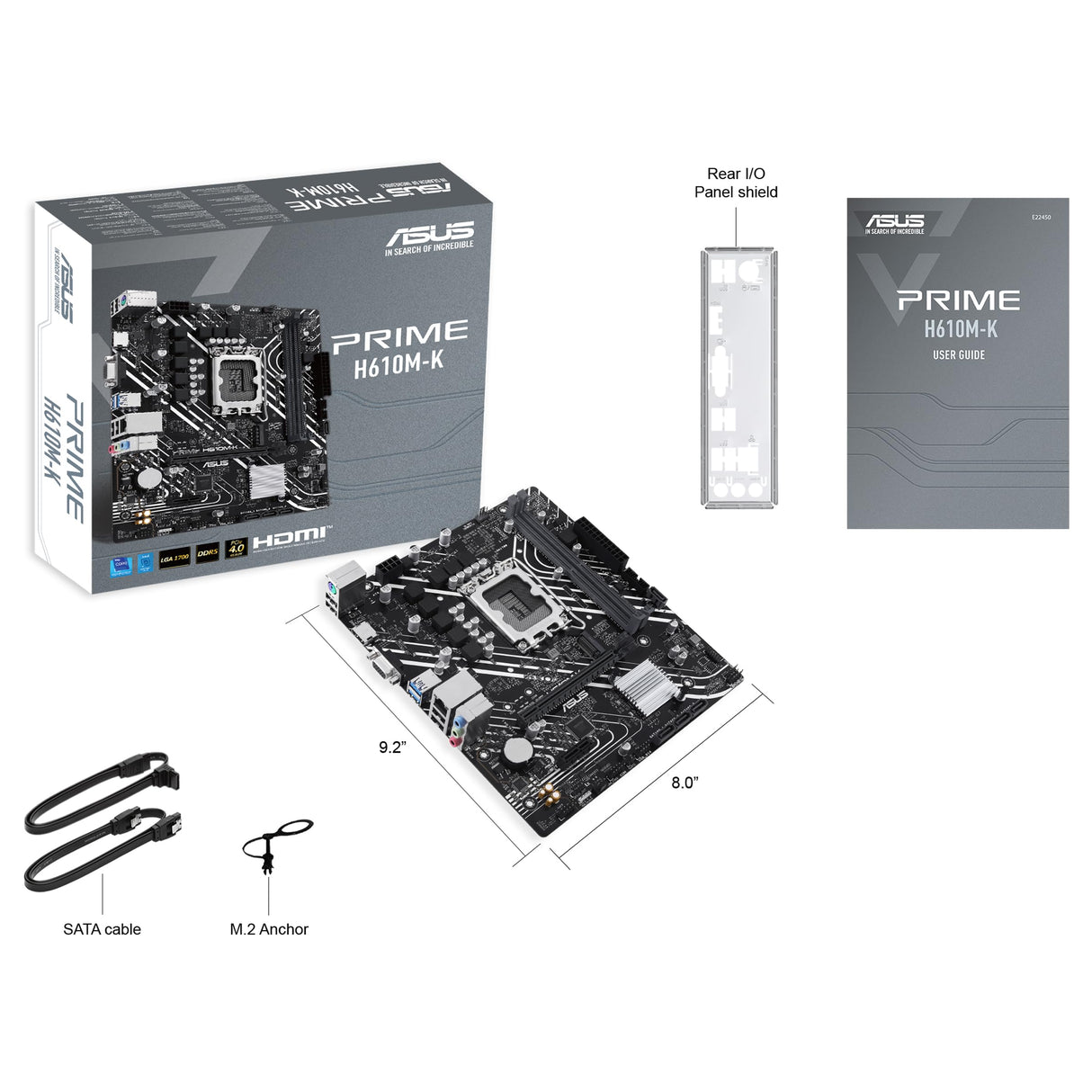 ASUS PRIME H610M-K - Placa base micro-ATX Intel H610 LGA 1700 (DDR5, PCIe 4.0, ranura M.2, Realtek 1 Gb Ethernet, HDMITM/VGA, USB 3.2 Gen 1, SATA 6 Gbps, cabecera COM, cabecera RGB)