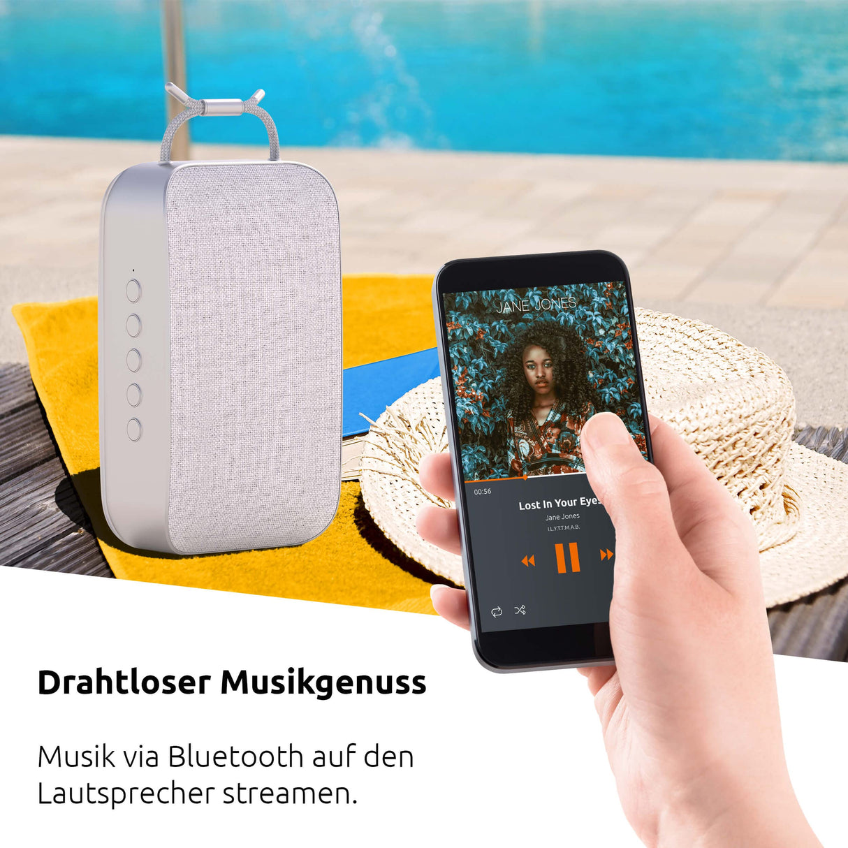TechniSat Blupeaker TWS XL - Altavoz Bluetooth portátil (con estéreo True inalámbrico, Manos Libres, Bluetooth, 2 Altavoces estéreo de 15 W, batería, Entrada Auxiliar), Color Gris