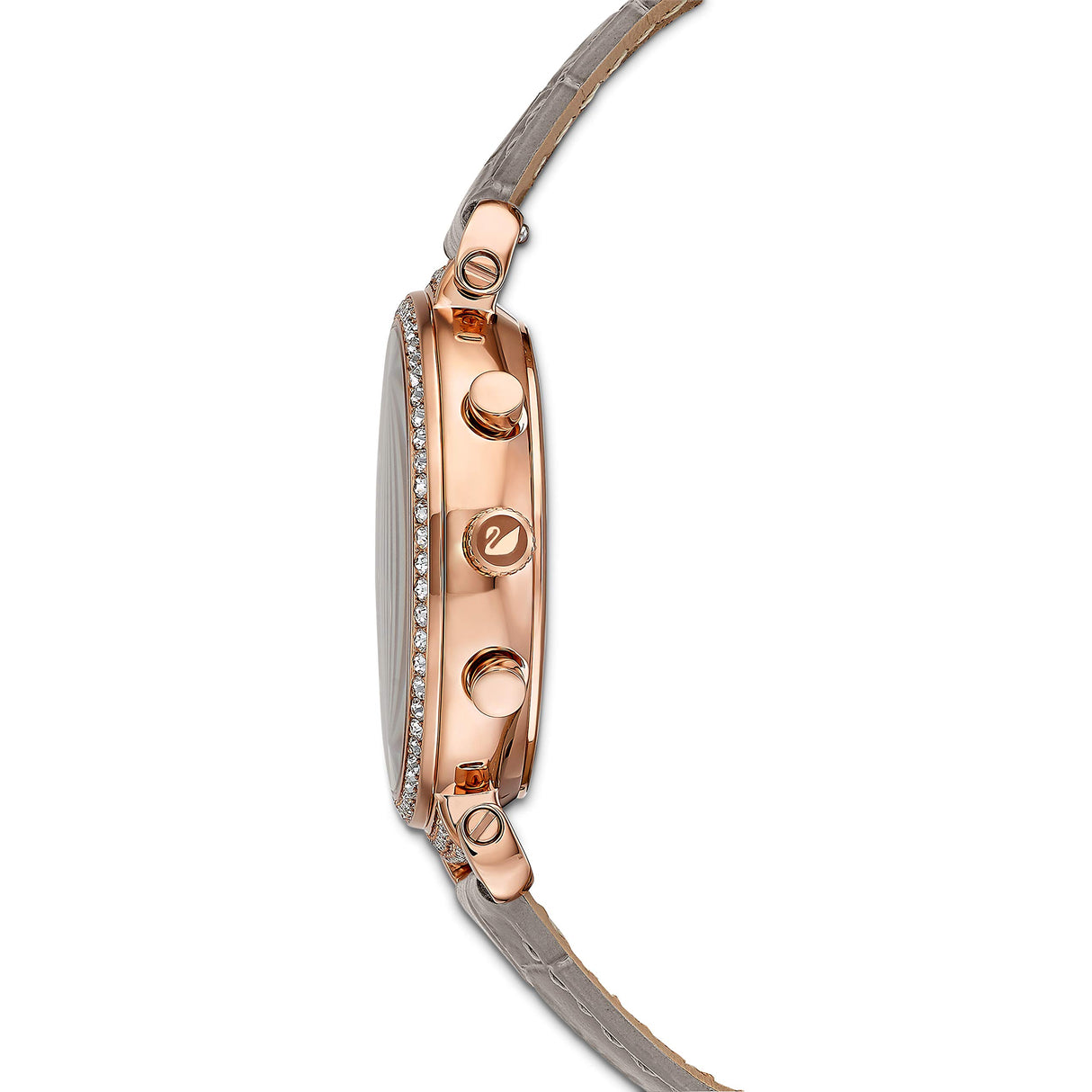 Swarovski Reloj Passage Chrono, Correa de Piel, Gris, Pvd Tono Oro Rosa