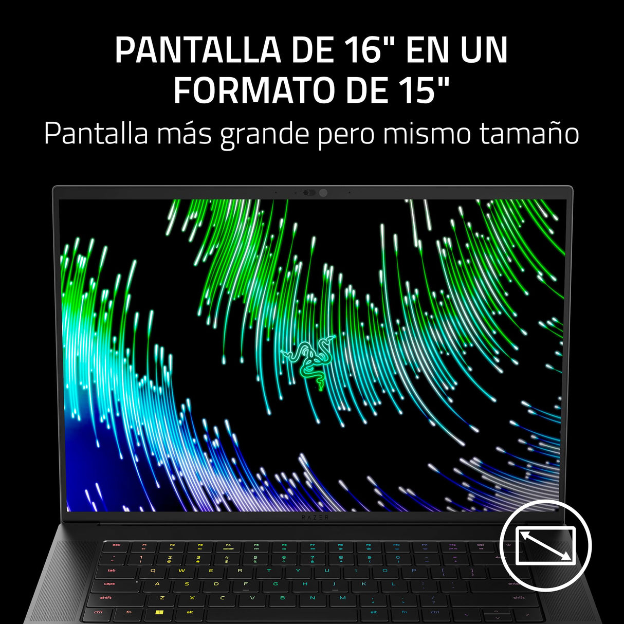 Razer Blade 16 (2023) - 16" PC Portatil Gaming - Nvidia RTX4070 GPU - 16 Mini LED Pantalla Dual Mode UHD+ 120Hz & FHD+ 240Hz - Intel Core i9-13950HX (16GB DDR5, 1TB SSD) Teclado Español | Negro
