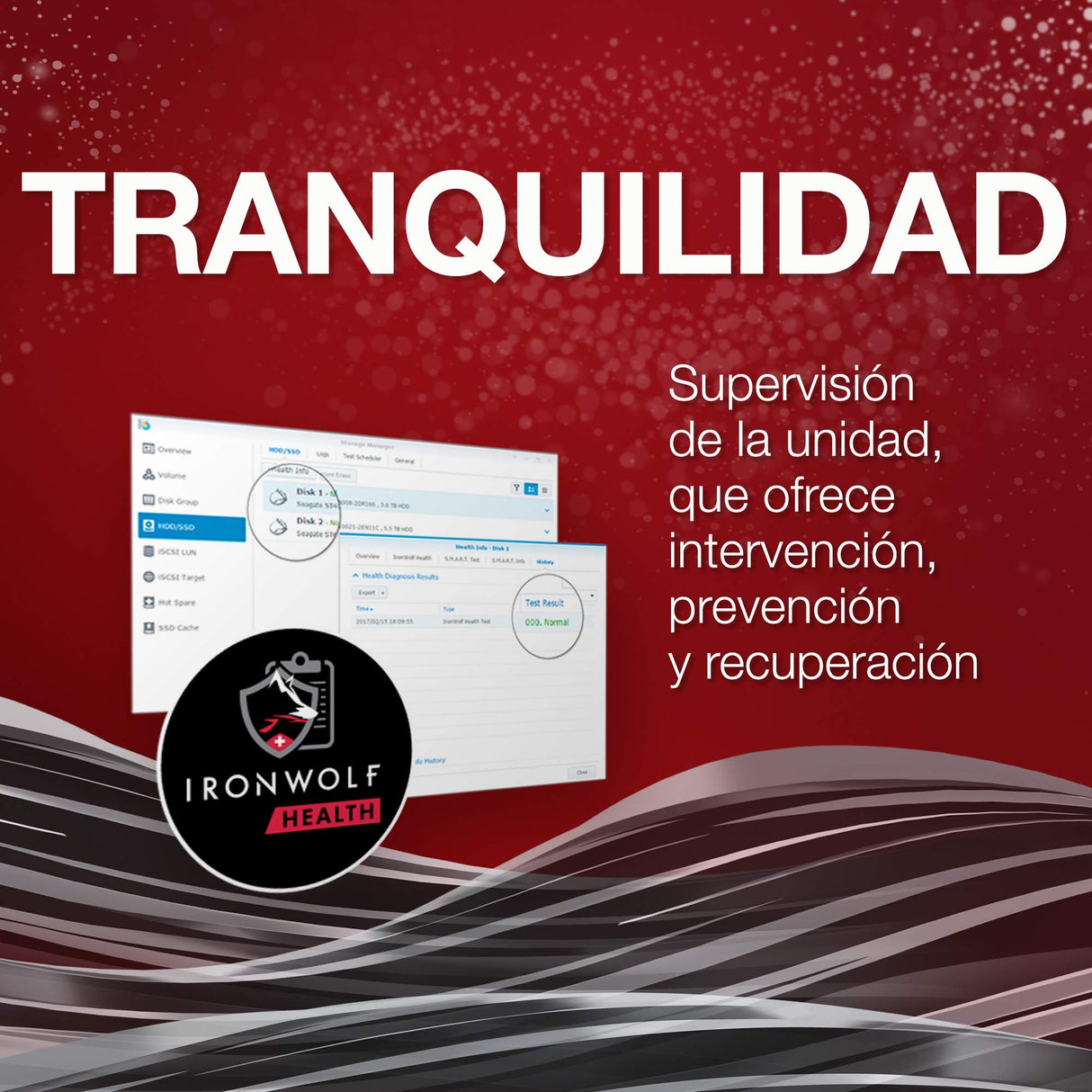 Seagate IronWolf, 12TB, NAS, Disco duro interno, HDD, CMR 3,5" SATA 6GB/s, 7200 RPM, caché de 256 MB para almacenamiento conectado a red RAID y 3 años Rescue Services (ST12000VN0007)