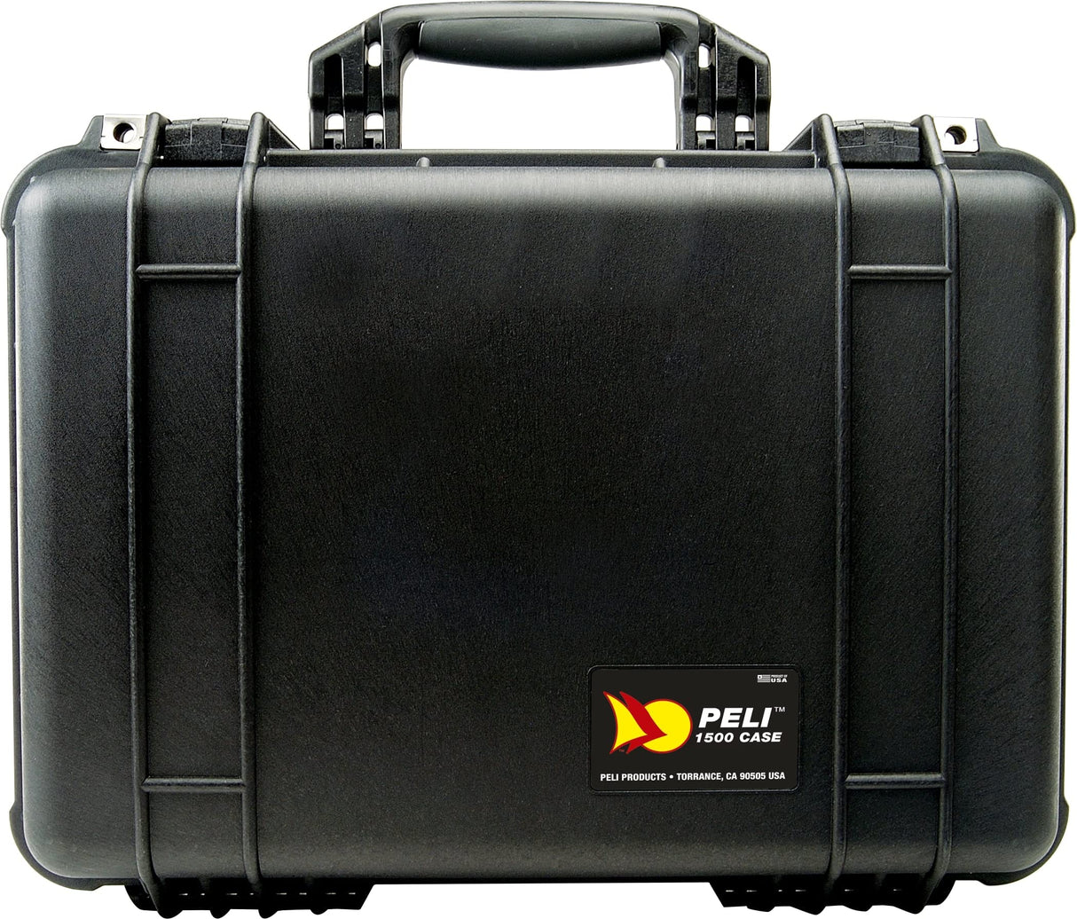PELI 1500 Maleta protectora sumergible para equipos electrónicos y audiovisuales, IP67 estanca e impermeable al polvo, 19L de capacidad, fabricada en Alemania, sin espuma, color negro