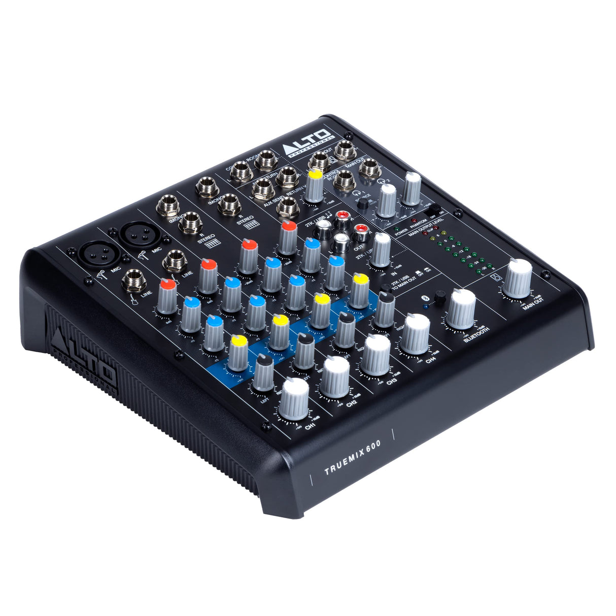 ALTO TrueMix 600 Mesa de Mezclas Con 2 Entradas XLR de Micrófono, Interfaz de Audio USB y Bluetooth Para Podcasts, Actuaciones en Vivo, Grabaciones, DJ, PC y Mac