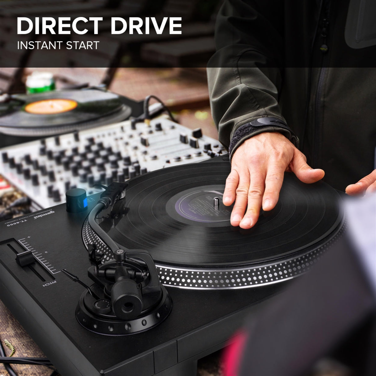 Gemini Sound TT-4000 DJ DIRT-DRIVE DJ TurnTable, Torque alto, 3 velocidades de grabación de vinilo, preamplificador de fono conmutable, control de tono variable, plato de aluminio fundido a presión