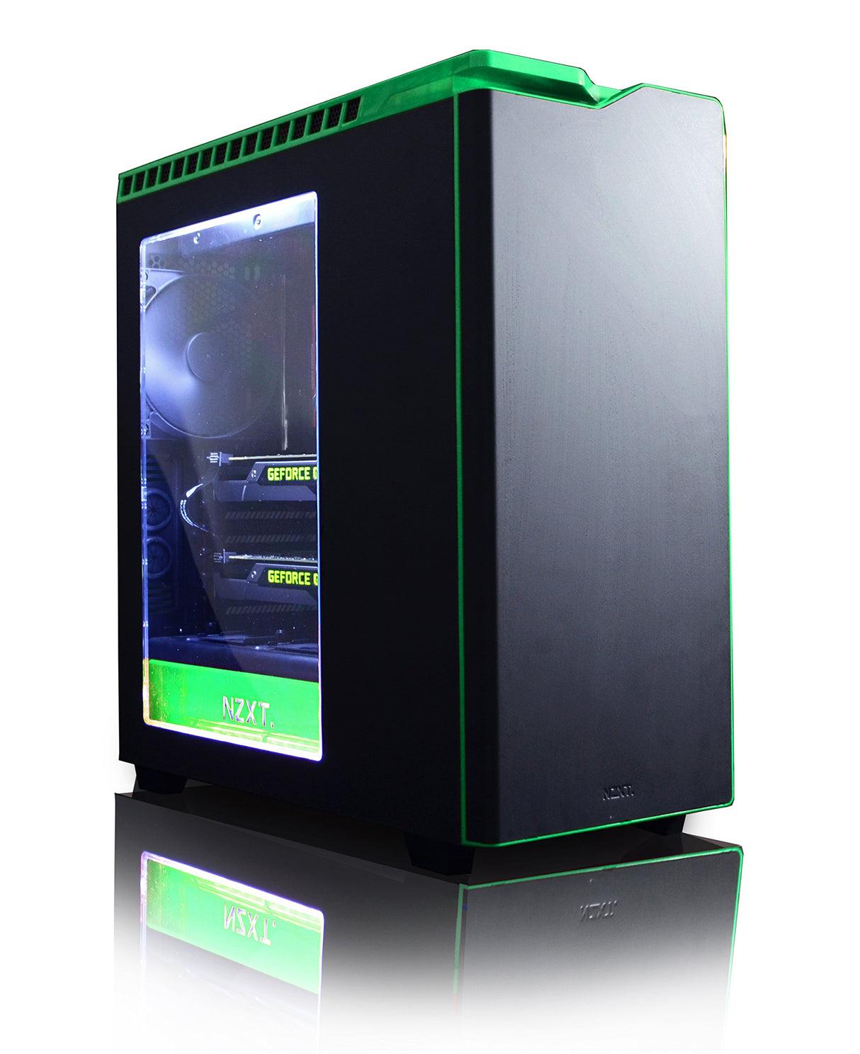 VIBOX Legend 32 - Ordenador para Gaming (27", Intel i7-5960X, 32 GB de RAM, 3 TB de Disco Duro, Nvidia Geforce GTX 980 Ti SLI, Windows 10) Color Negro y Verde - Teclado QWERTY Inglés
