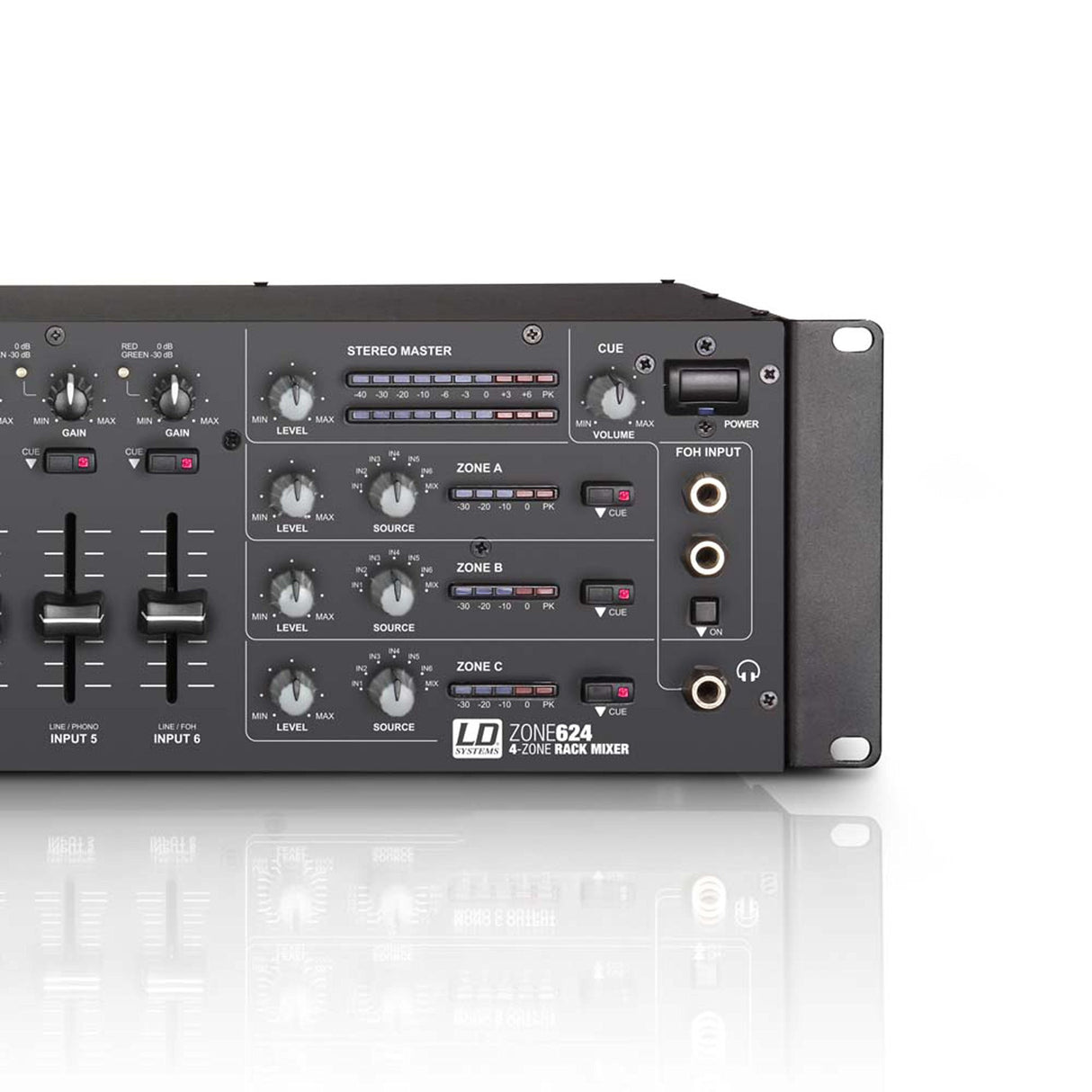LD Systems ZONE 624 - Mezclador de 4 zonas, formato 19" 3 U