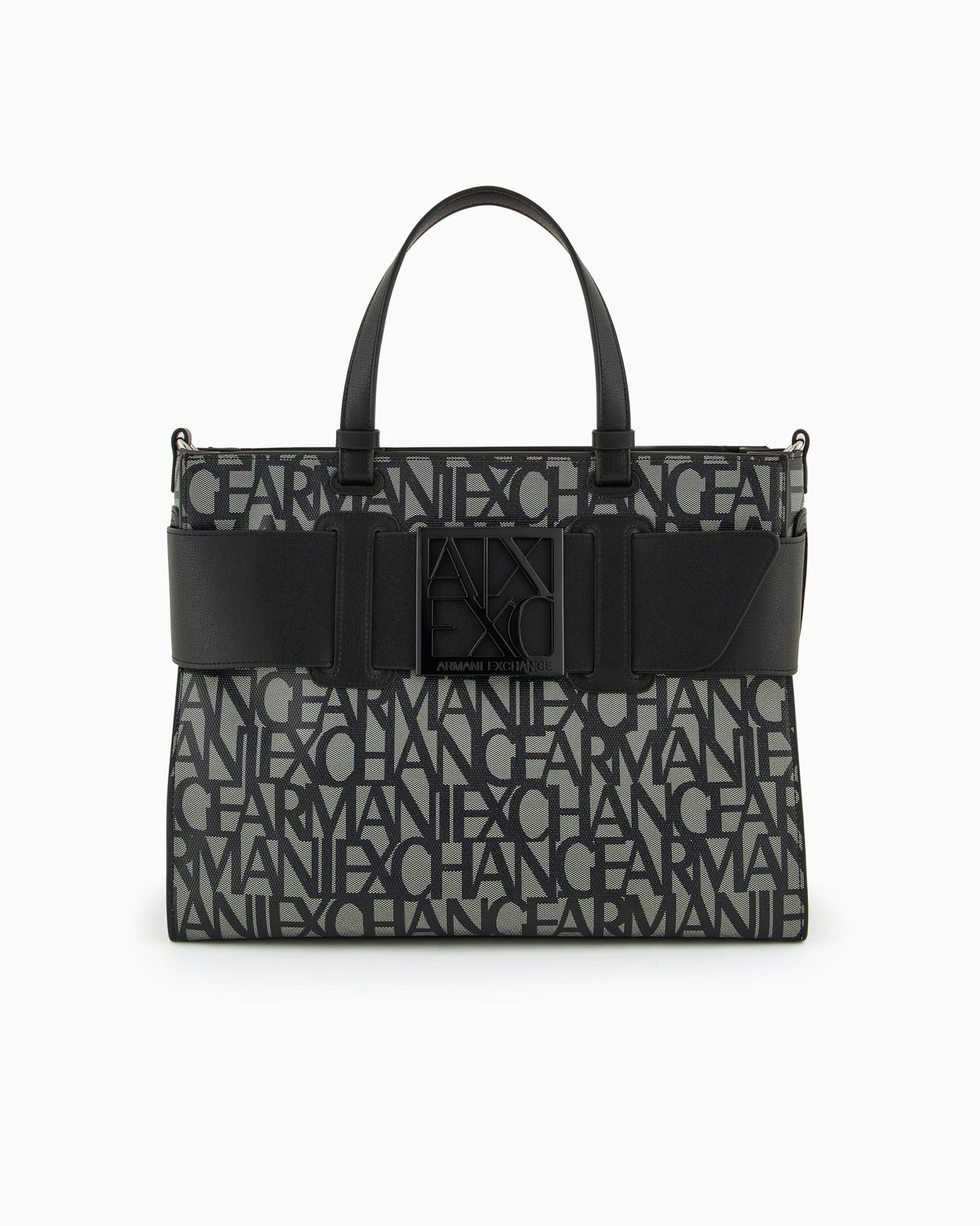 Armani Exchange Bolso Grande con Logotipo de Satchel Tote Bag, Big Mujeres, Beige/Black, Einheitsgröße