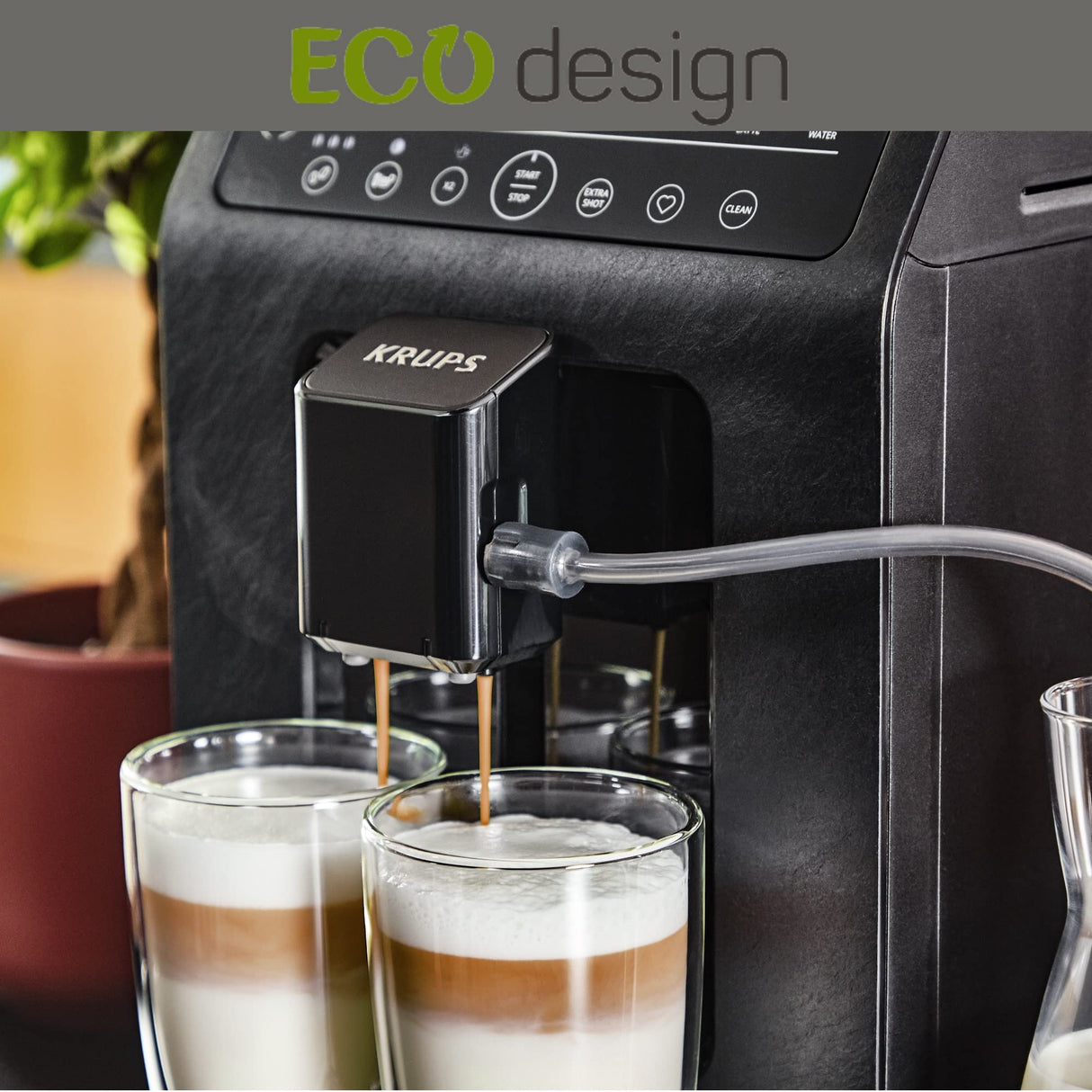 Krups Evidence Eco Design EA897B - Cafetera superautomática 15 bares, 8 programas café, 5 grados de molienda, programa limpieza, indicador cal, molinillo integrado