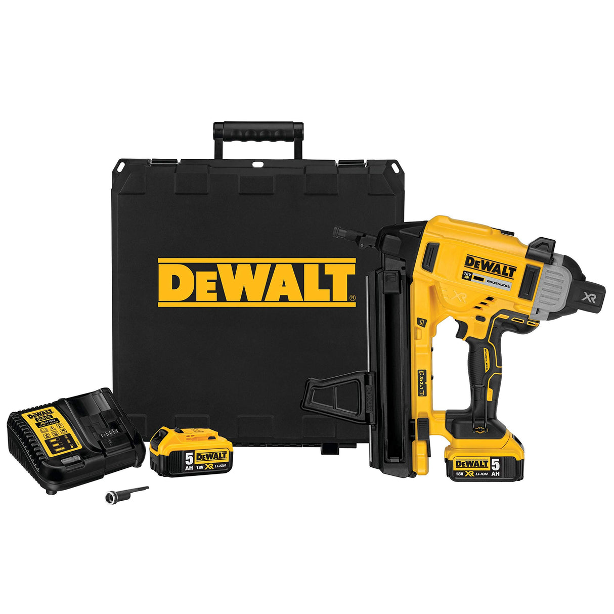 DEWALT DCN890P2-QW - Clavadora de Hormigón sin escobillas XR 18V con 2 baterías Li-Ion 5,0Ah para clavos 15° de 2,6-3,7mm diámetro y 13-57mm largo