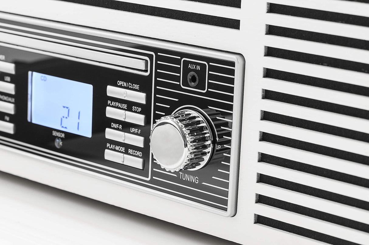 Dual NR 7 - Equipo de música estéreo con Tocadiscos (sintonizador FM, CD-RW, MP3, USB, Bluetooth, Entrada Auxiliar), Color marrón