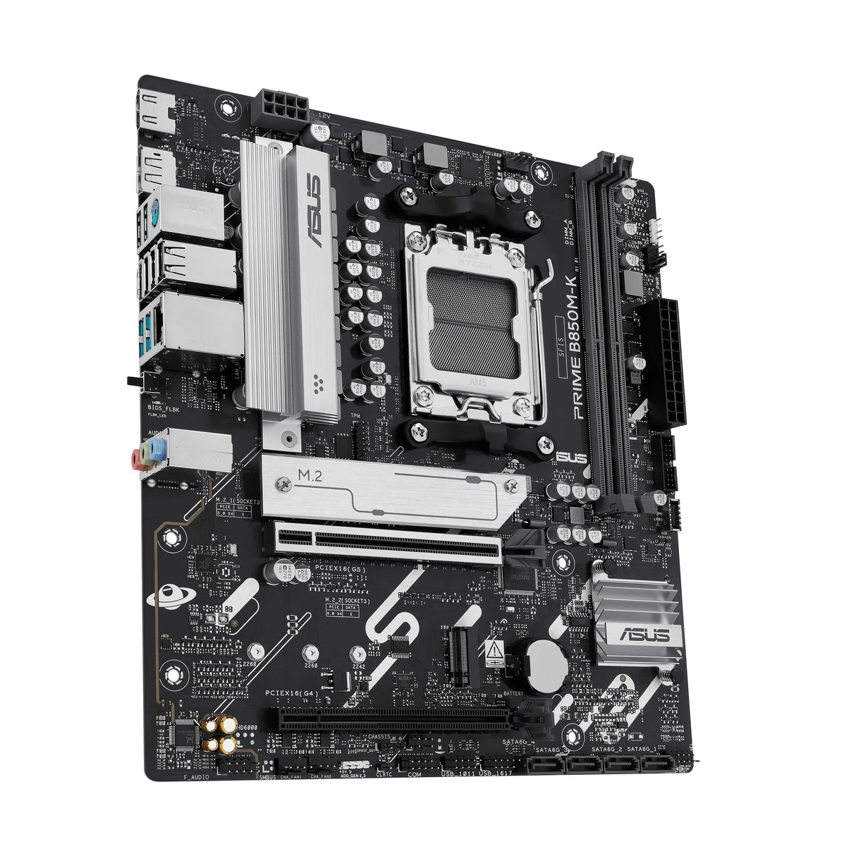 ASUS Prime B850M-K - Placa Base para Videojuegos AMD AM5 (Ryzen 9000, Memoria DDR5, 2 M.2, PCIe 5.0, BIOS Flashback, Aura Sync)