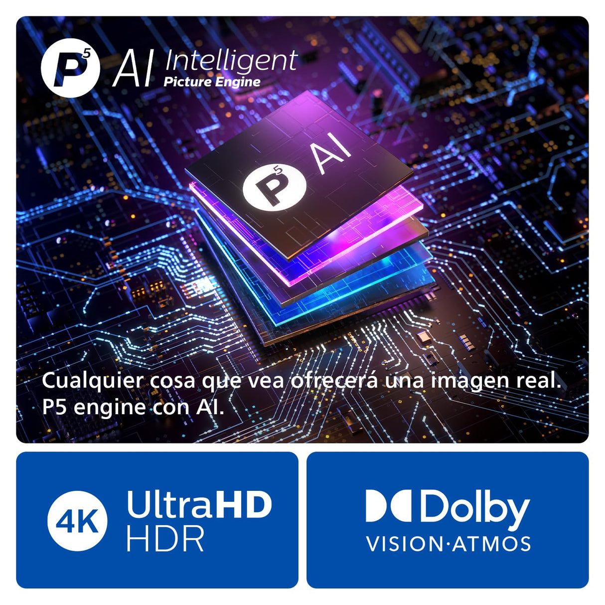 Philips Ambilight 55OLED819: Smart TV 4K OLED - Pantalla de 55 Pulgadas con P5 AI Picture, Google TV, Dolby Vision y Dolby Atmos Sound, Funciona con Alexa y Asistente de Google - Metal
