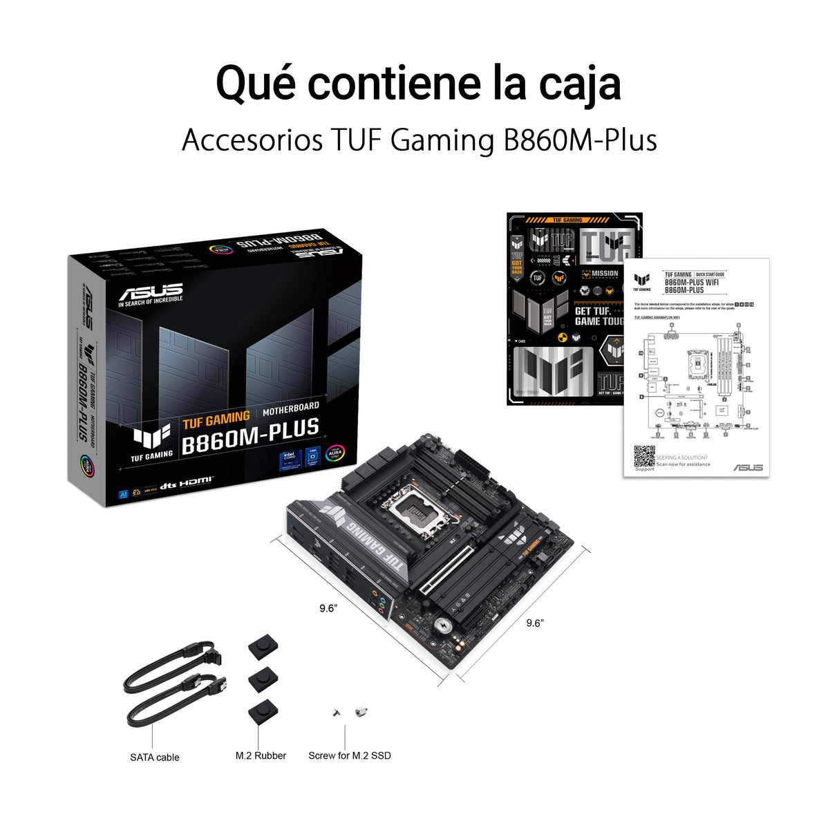 ASUS TUF Gaming B860M-PLUS, Placa Base Intel mATX, 12+1+2+1 etapas de alimentación DrMOS 80A, DDR5, PCIe 5.0, 3 Ranuras M.2, Realtek 2.5Gb Ethernet, DisplayPort, HDMI, USB 20Gbps Tipo-C