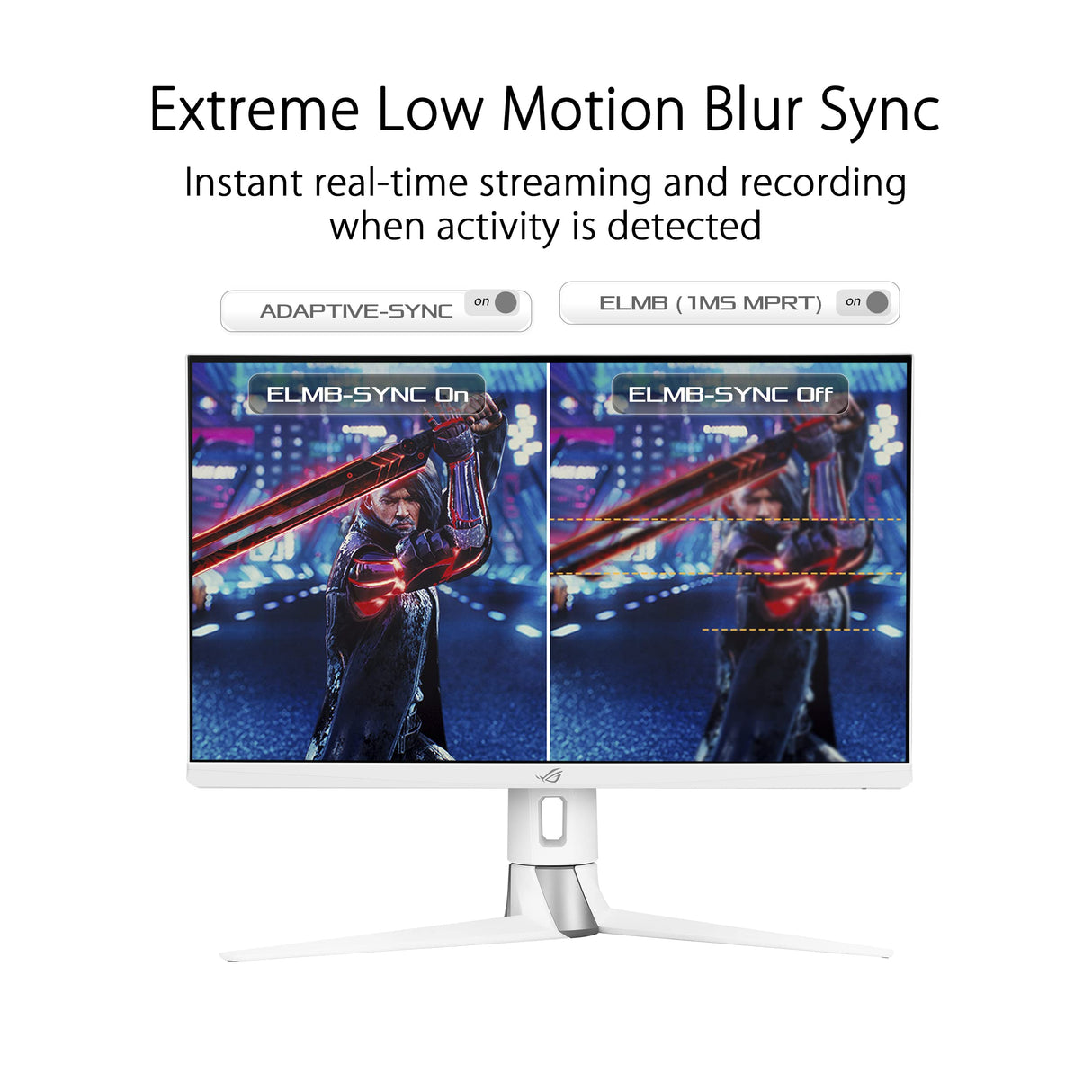 Asus XG27AQ-W ROG Strix Monitor de Gaming, Fast IPS, 27 Pulgadas, WQHD 2560 × 1440, hasta 170 Hz, 1 ms GTG, ELMB Sync, G-Sync Compatible, Display HDR 400