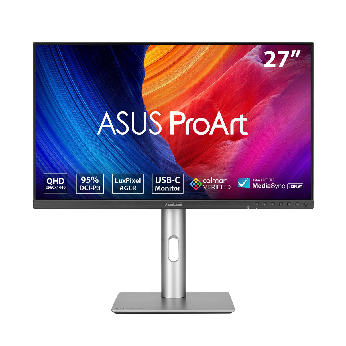ASUS ProArt Display PA278CFRV - Monitor Profesional de 27", IPS, QHD (2560 x 1440), LuxPixel AGLR, 100Hz, USB-C PD 96W, VESA DisplayHDR 400 y MediaSync, Soporte ergonómico, Sostenibilidad ecológica