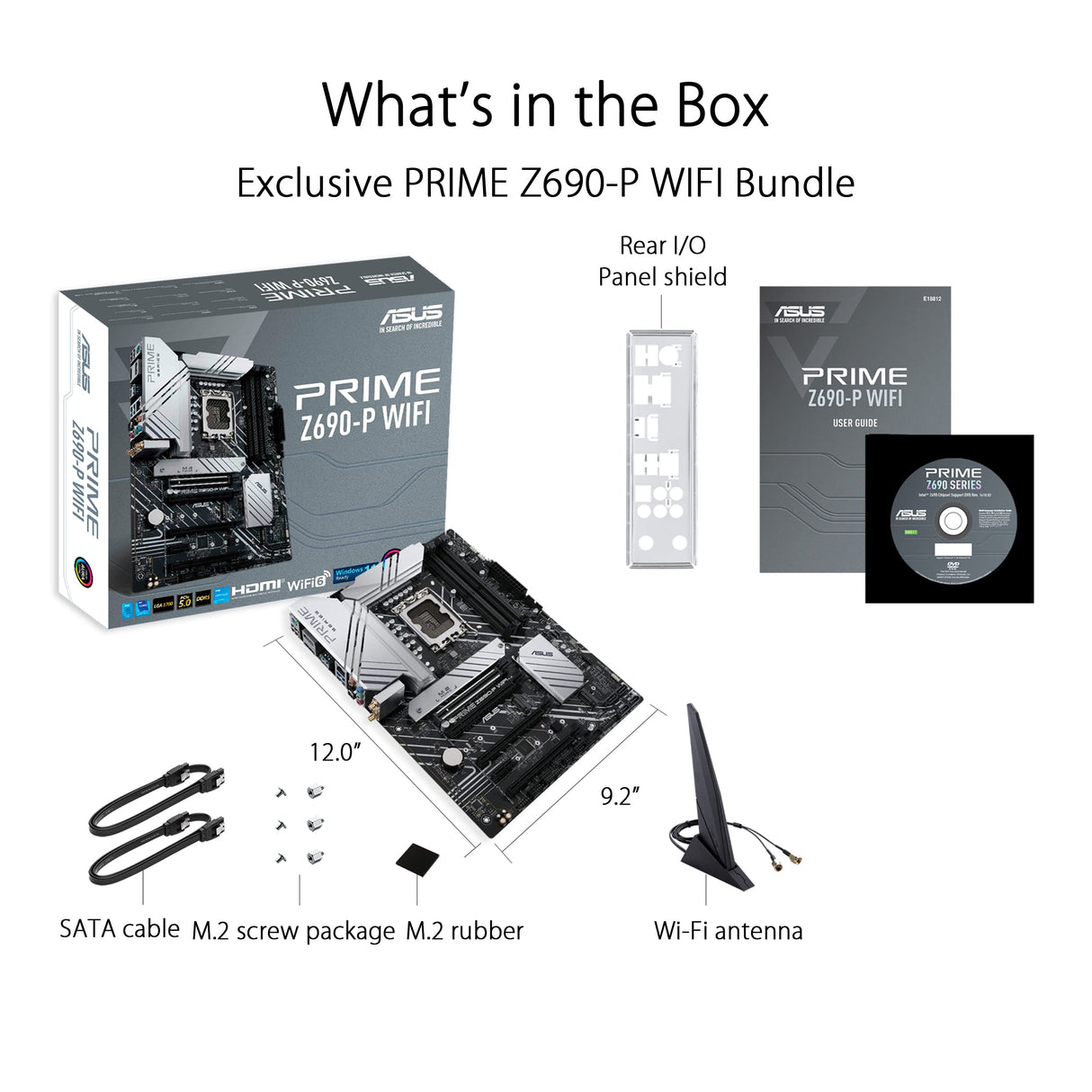 ASUS Prime Z690-P WiFi - Placa base Intel Z690 LGA 1700 ATX (PCIe 5.0, tres M.2, VRM de 14+1 fases, DDR5, LAN de 2.5 GB, USB 3.2 Gen. 2x2 de tipo C, USB 3.2 Gen. 1 de tipo C frontal, Thunderbolt 4)