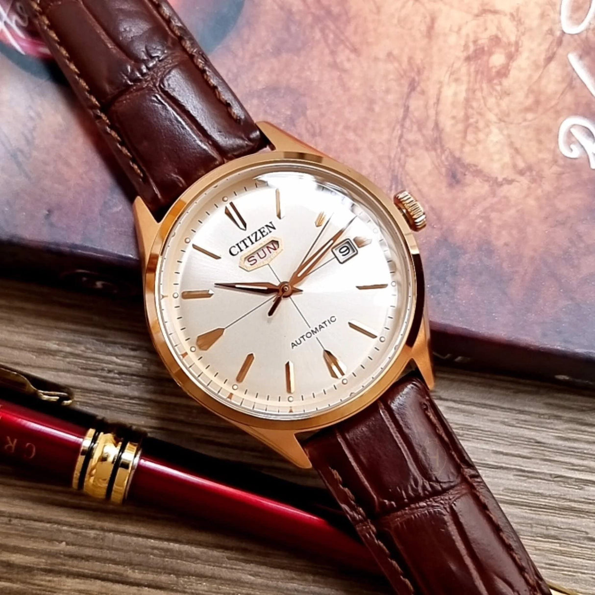 Citizen Reloj Analógico para Hombres de Automático con Correa en Cuero