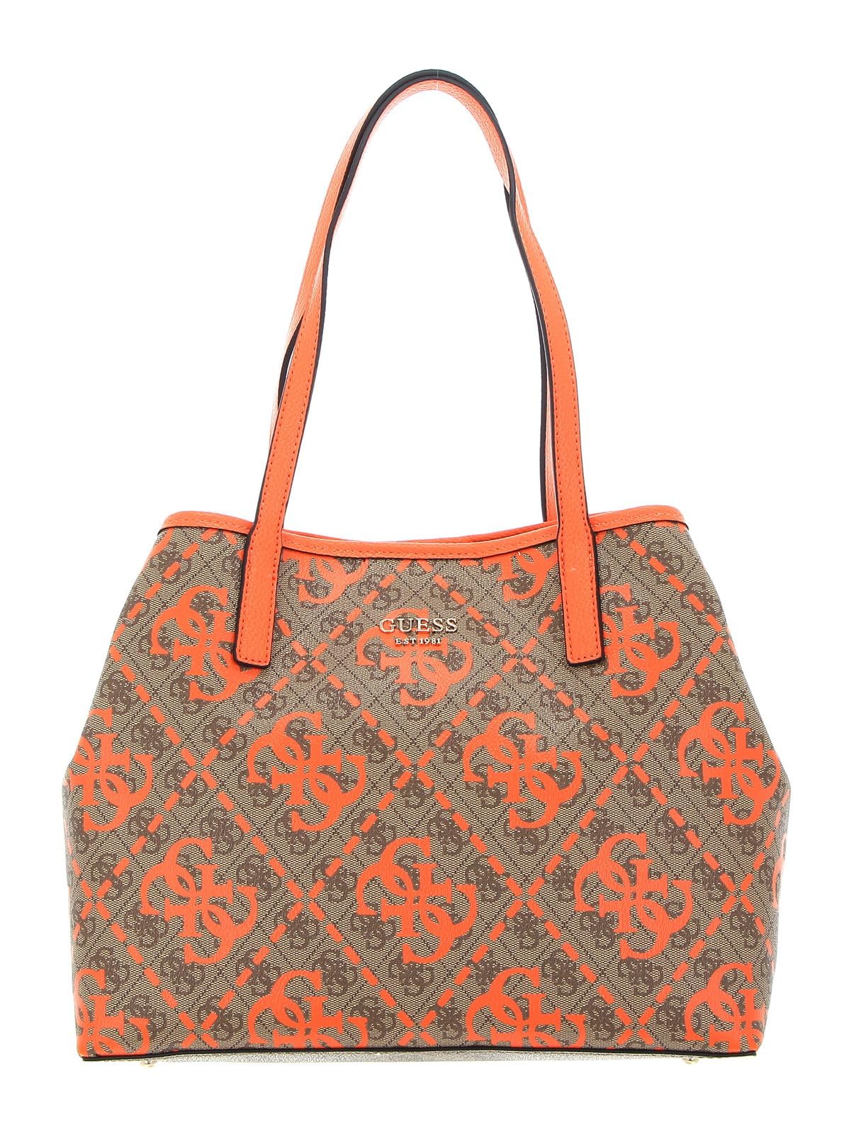GUESS Vikky Large Tote, Bag Women, Logotipo de café con Leche/Naranja, One Size
