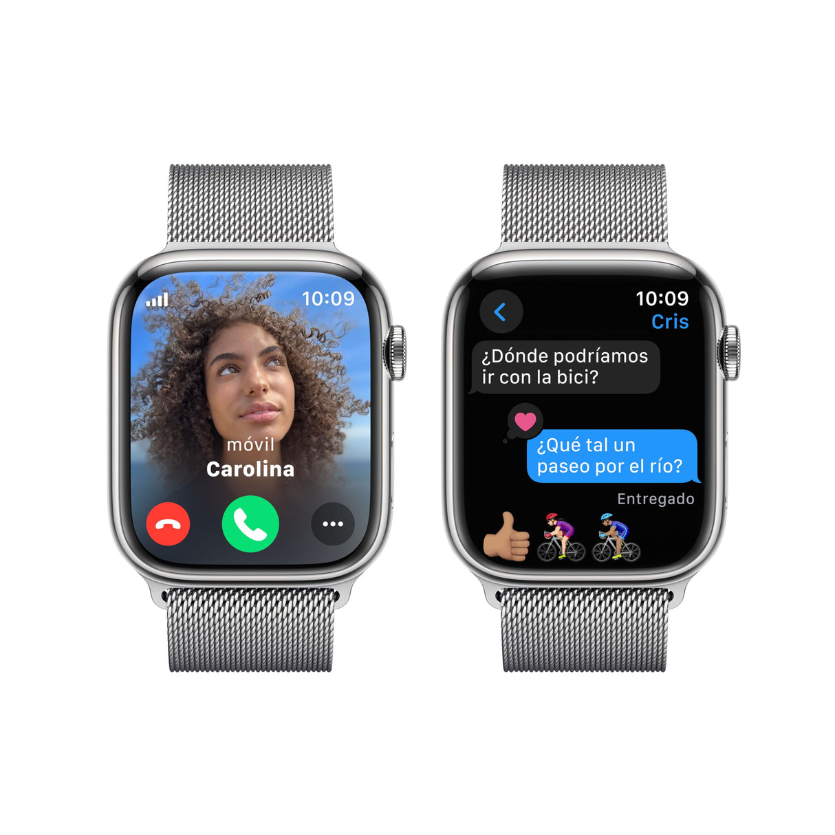 Apple Watch Series 9 (GPS + Cellular) - Caja de Acero Inoxidable en Plata de 45 mm - Pulsera Milanese Loop en Plata
