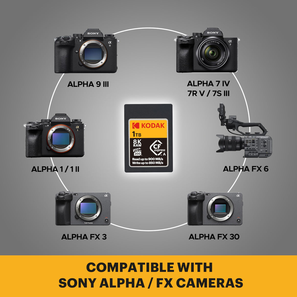 Kodak - Tarjeta CFexpress Tipo A 1TB - Alta Velocidad 1700MBps - Compatible con cámaras de Fotos y vídeo 8K/4K - 6 g - Almacenamiento fiable y rápido para Profesionales