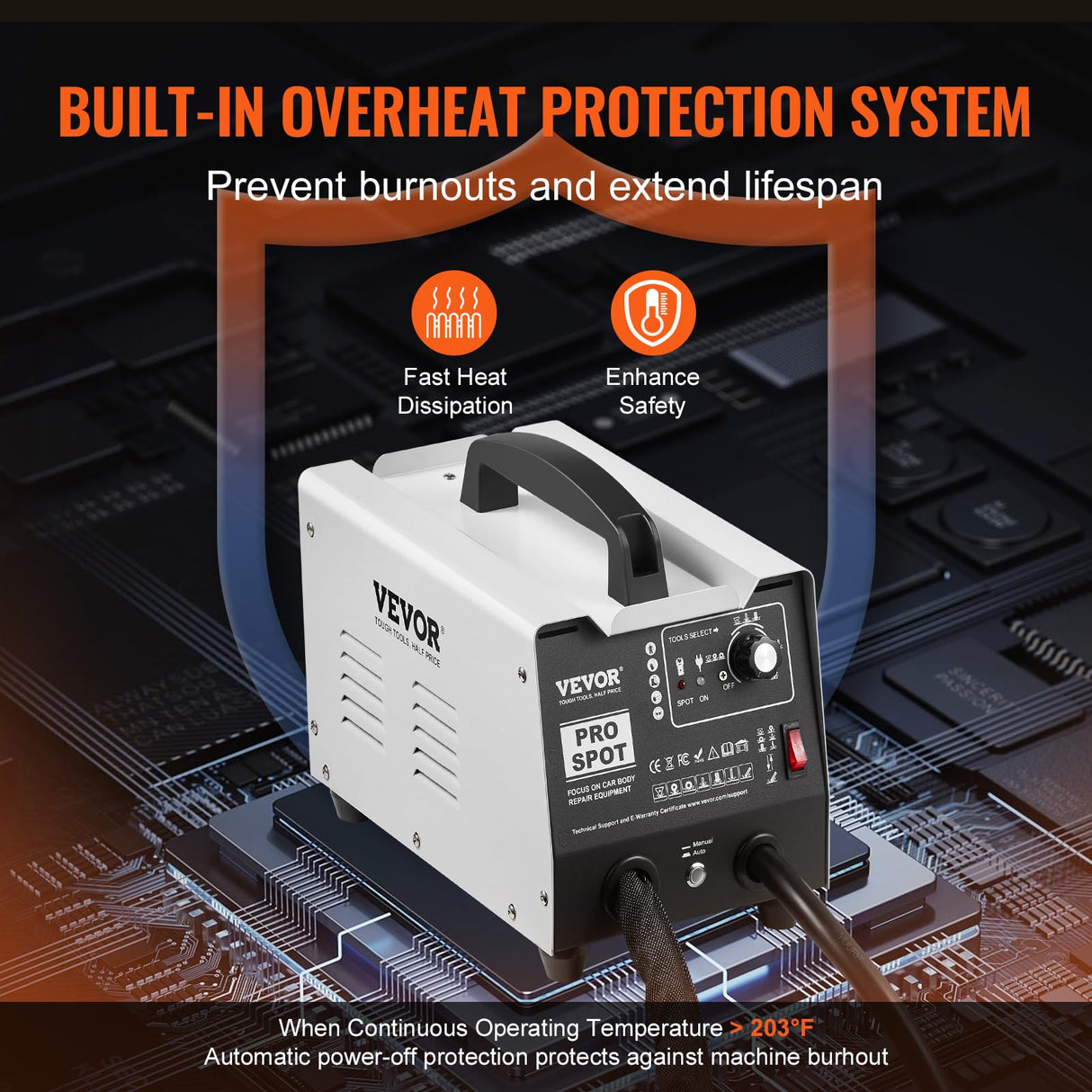 VEVOR Kit de Reparación de Abolladuras con Soldador de Pernos 1,8kW Extractor de Abolladuras con Soldador por Puntos con Soldadura Automática y Manual 7 Modos para Carrocería de Automóvil, Camión