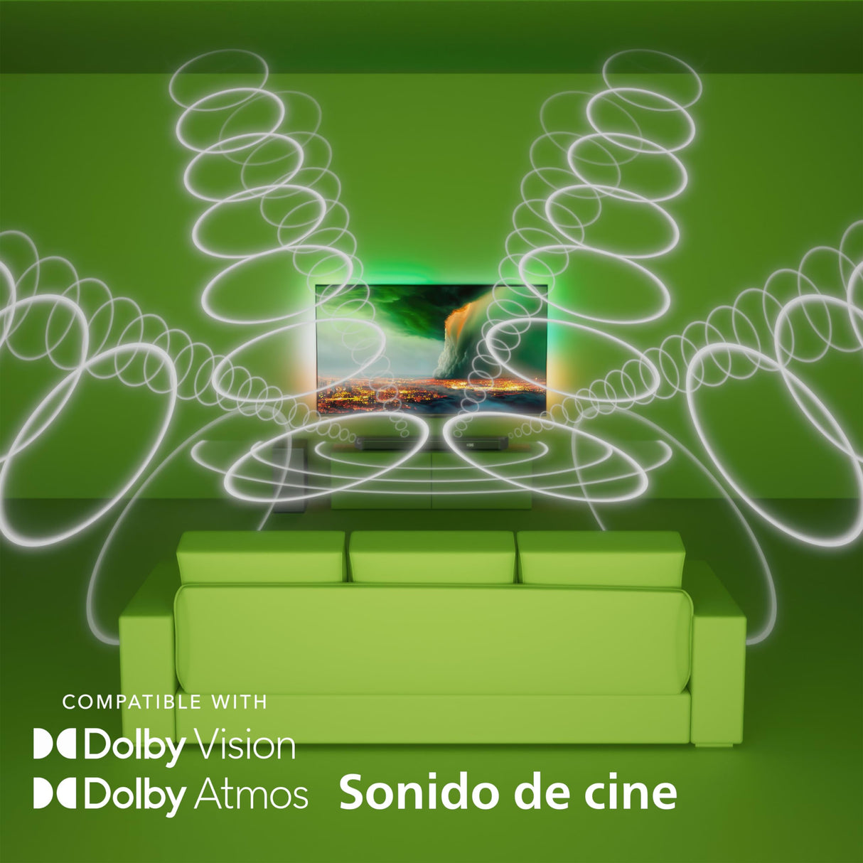 Philips TAB7908/10 Barra De Sonido 5.1.2 con Subwoofer Inalámbrico | 740W | Dolby Atmos | DTS Virtual:X | Sonido Envolvente | Roku TV EasyLink | Remoto | Soporte De Pared | Negro