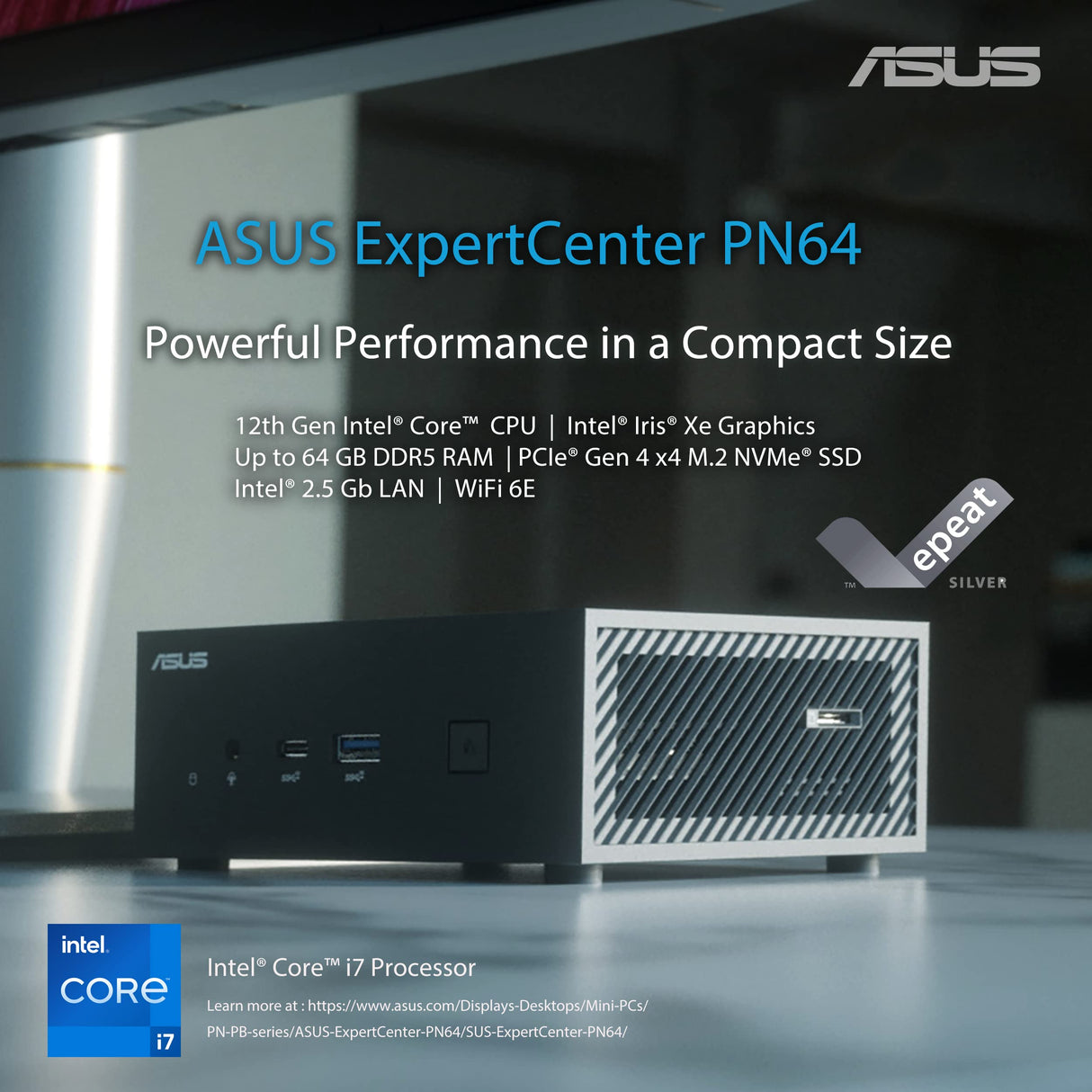 ASUS ExpertCenter PN64-S5012MD - Mini PC (procesador Intel Core i5-12500H, gráficos Intel Iris XE, 8 GB DDR5 RAM, 256 GB M.2 NVMe PCIe 4.0 SSD, WiFi 6E)