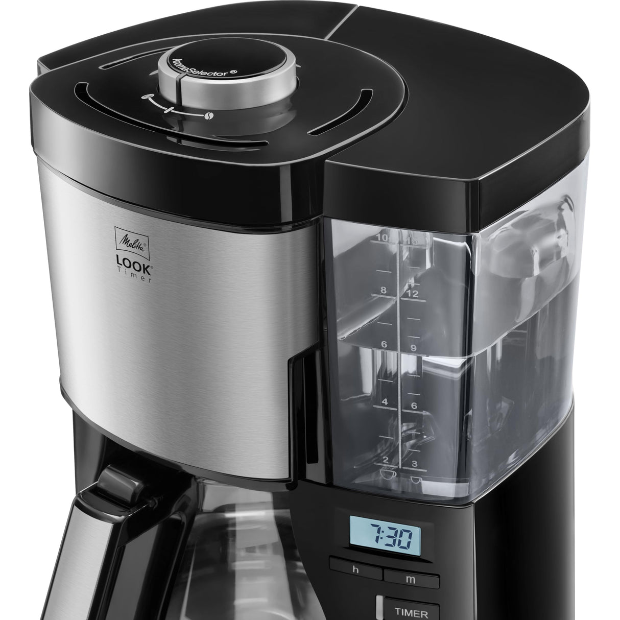 Melitta Cafetera de filtro, modelo Look V Timer, número de modelo 1025-08, acero inoxidable, negro