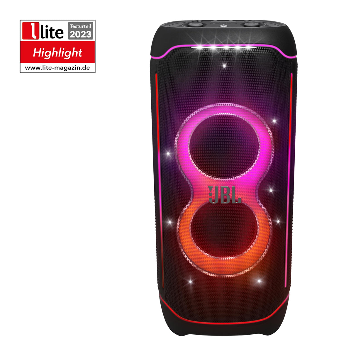 JBL PartyBox Ultimate, Altavoz portátil para Fiestas con Sonido Original Pro, a Prueba de Salpicaduras según IPX4, Efectos Luminosos multidimensionales, Negro