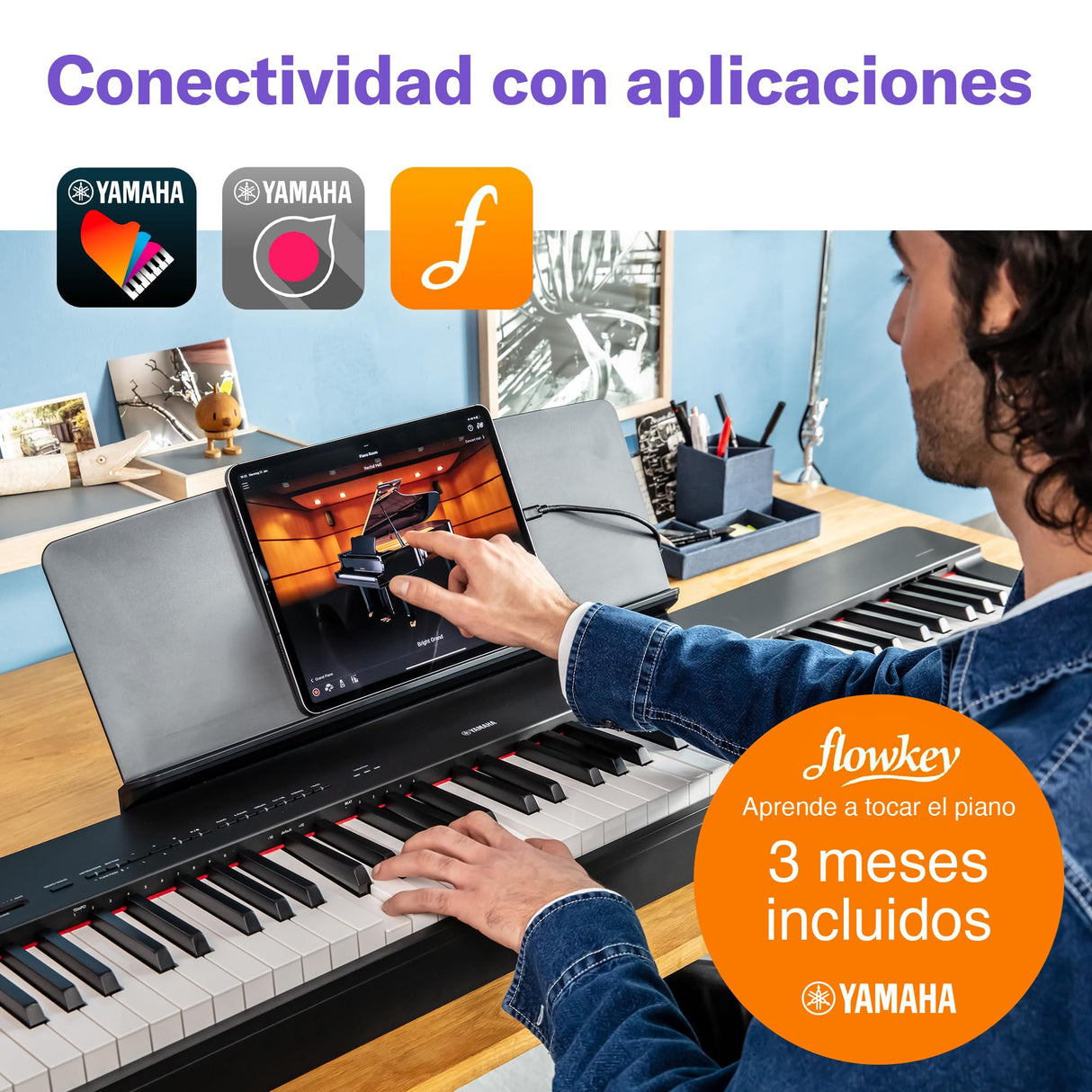 Yamaha P-225 piano digital ligero y portátil, con teclado Graded Hammer Compact, 88 teclas y 24 voces de instrumentos, negro