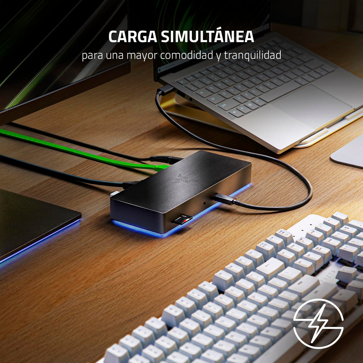 Razer Thunderbolt 4 Dock Chroma - Hub Premium con iluminación RGB para Windows y Mac (10 puertos en uno, salida a Dos monitores 4K o un monitor 8K) Negro