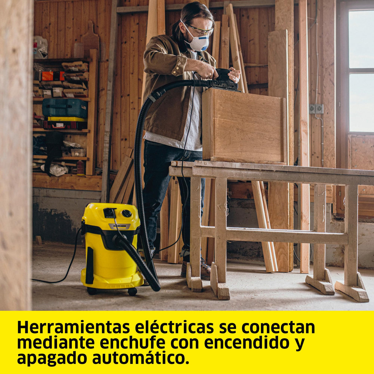 Kärcher Aspiradora WD 3 P V-19/4/20, función de soplado, 1000 W, depósito: 19 l, Manguera: 2 m, Filtro de Cartucho, Bolsa de Fieltro, Boquilla para Suelos y Ranuras, Enchufe para Herramientas