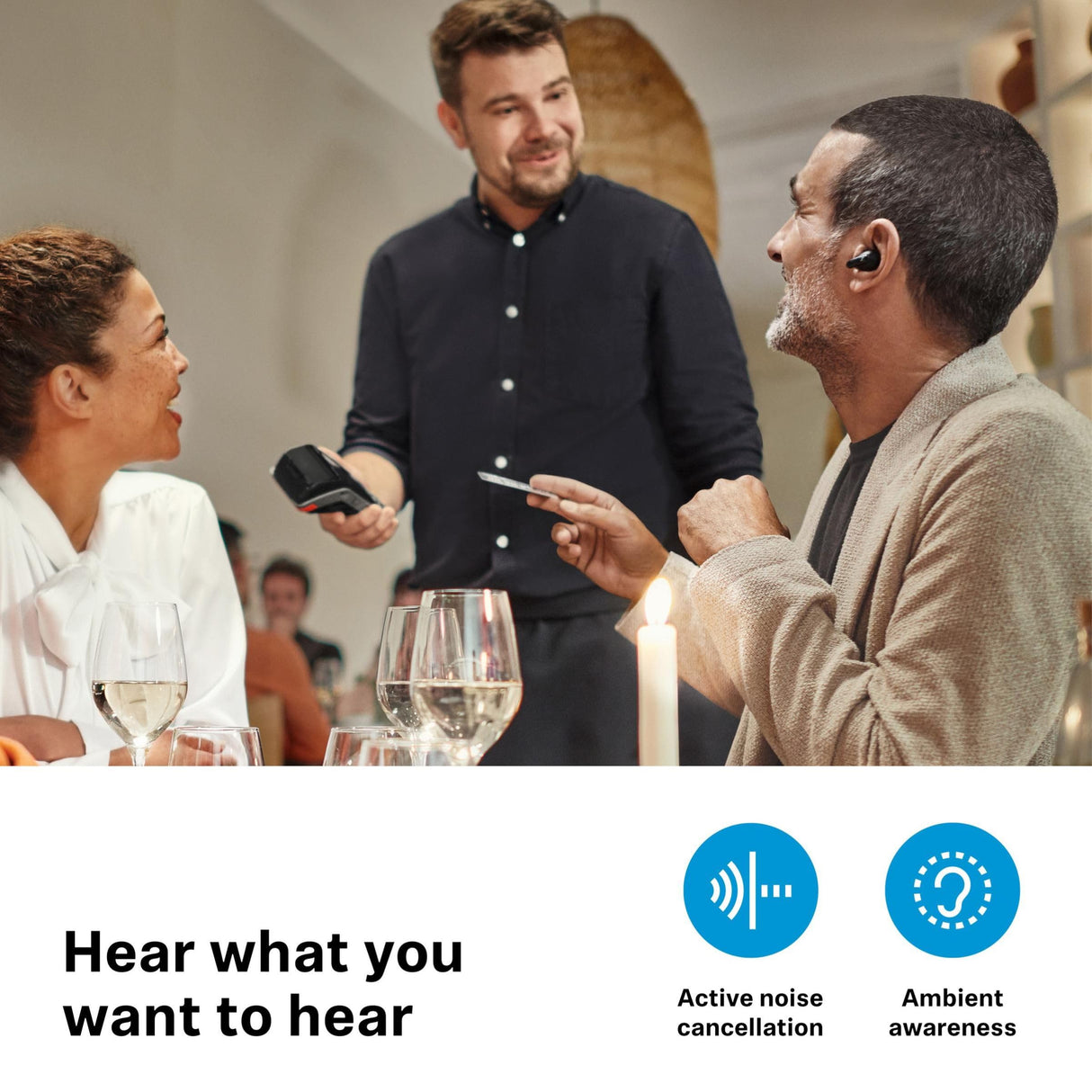 Sennheiser Conversation Clear Plus: solución auditiva con Bluetooth True Wireless para Mejorar el Habla con cancelación de Ruido Activa (Negro)