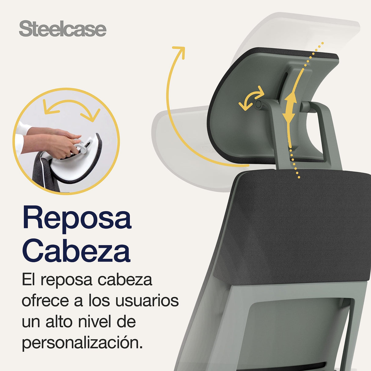 Steelcase Gesture, silla de oficina ergonómica con brazos 360 grados, sujeción lumbar y reposa cabeza regulables Ónix