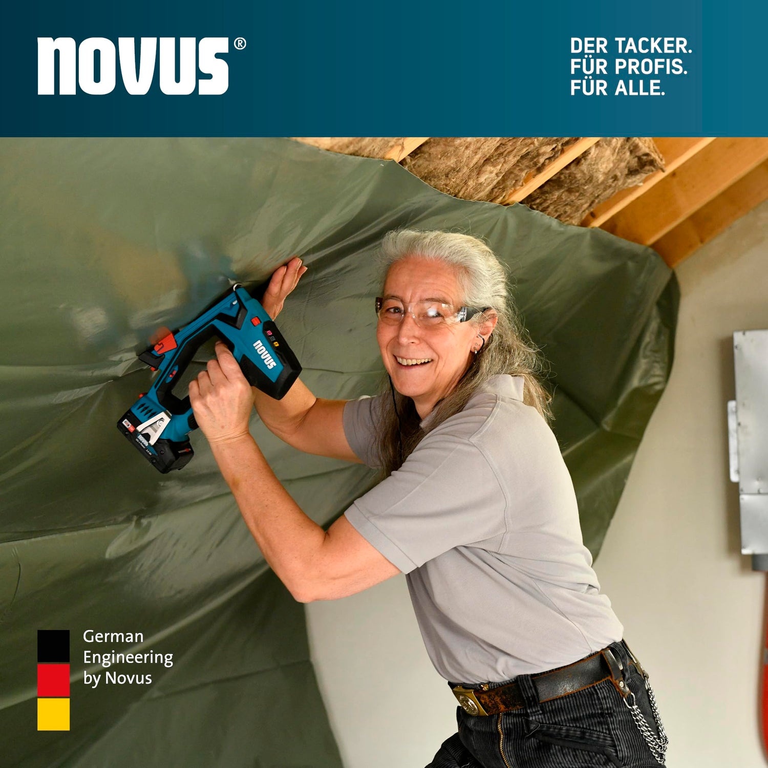 NOVUS TOOLS Juego de grapadora de batería J-551 con 9.800 grapas, para grapas de alambre plano de 6-14 mm y clavos de 16 mm, compatible con batería CAS de iones de litio de 18 V, sin batería ni