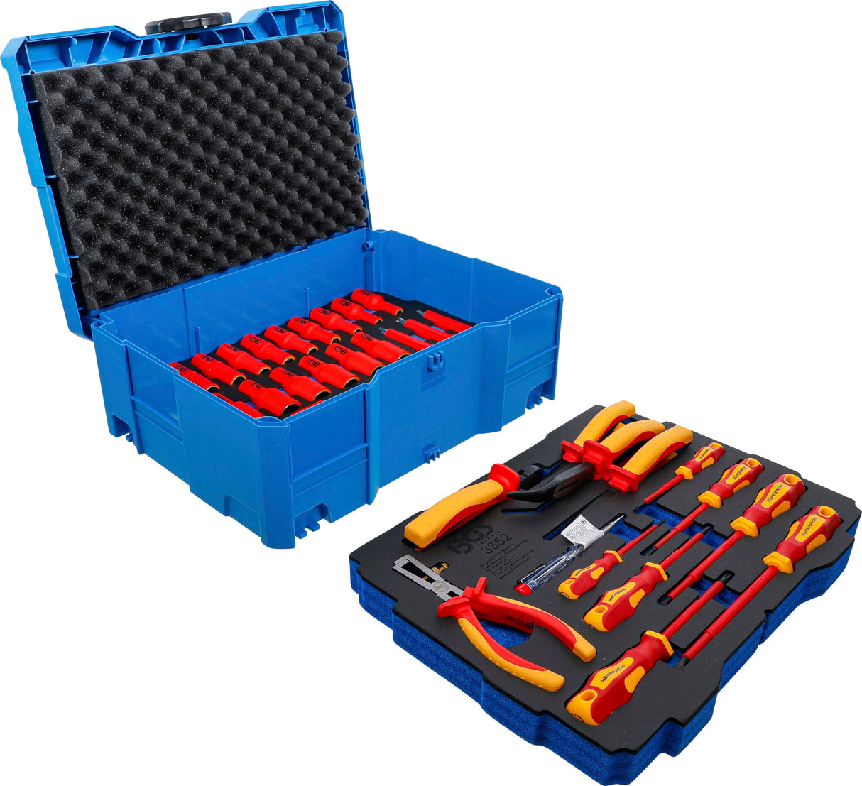 BGS 70230 | Alicates, tenazas y pinzas/destornilladores y juego de llaves de vaso VDE | BGS systainer® | 36 piezas