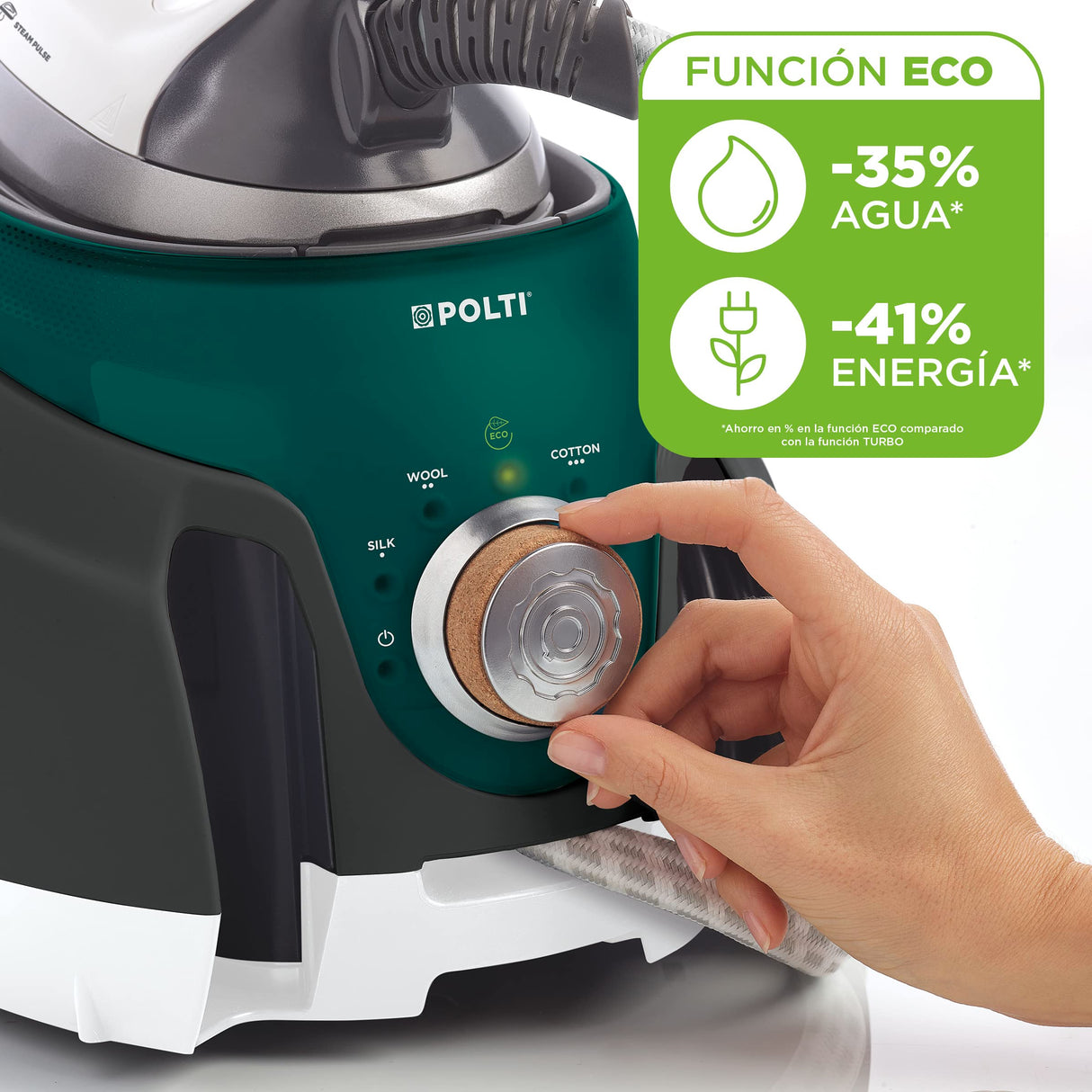 Polti La Vaporella XT120C, Plancha de Vapor con Caldera, 8,5 Bar de Presión, Función Eco, Autonomía Ilimitada, 1,5 L de Capacidad, Potencia 2350 W, Pulso de Vapor 600 g, Turquesa y Gris