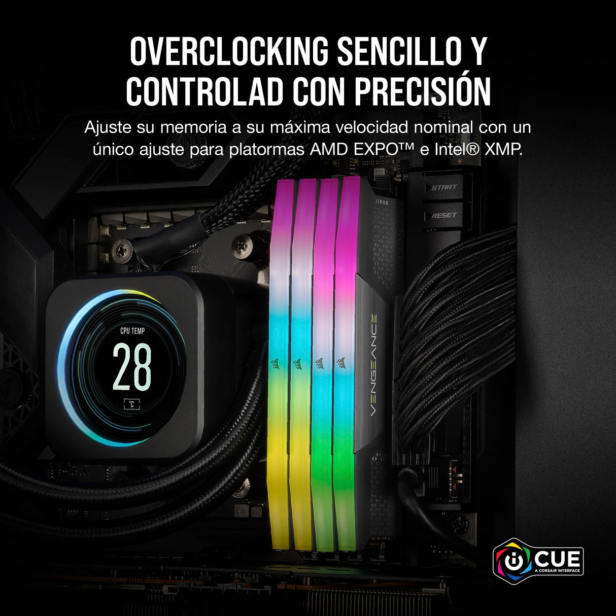 CORSAIR Vengeance RGB DDR5 32GB (2 x 16GB) hasta 6400MHz AMD Intel RAM