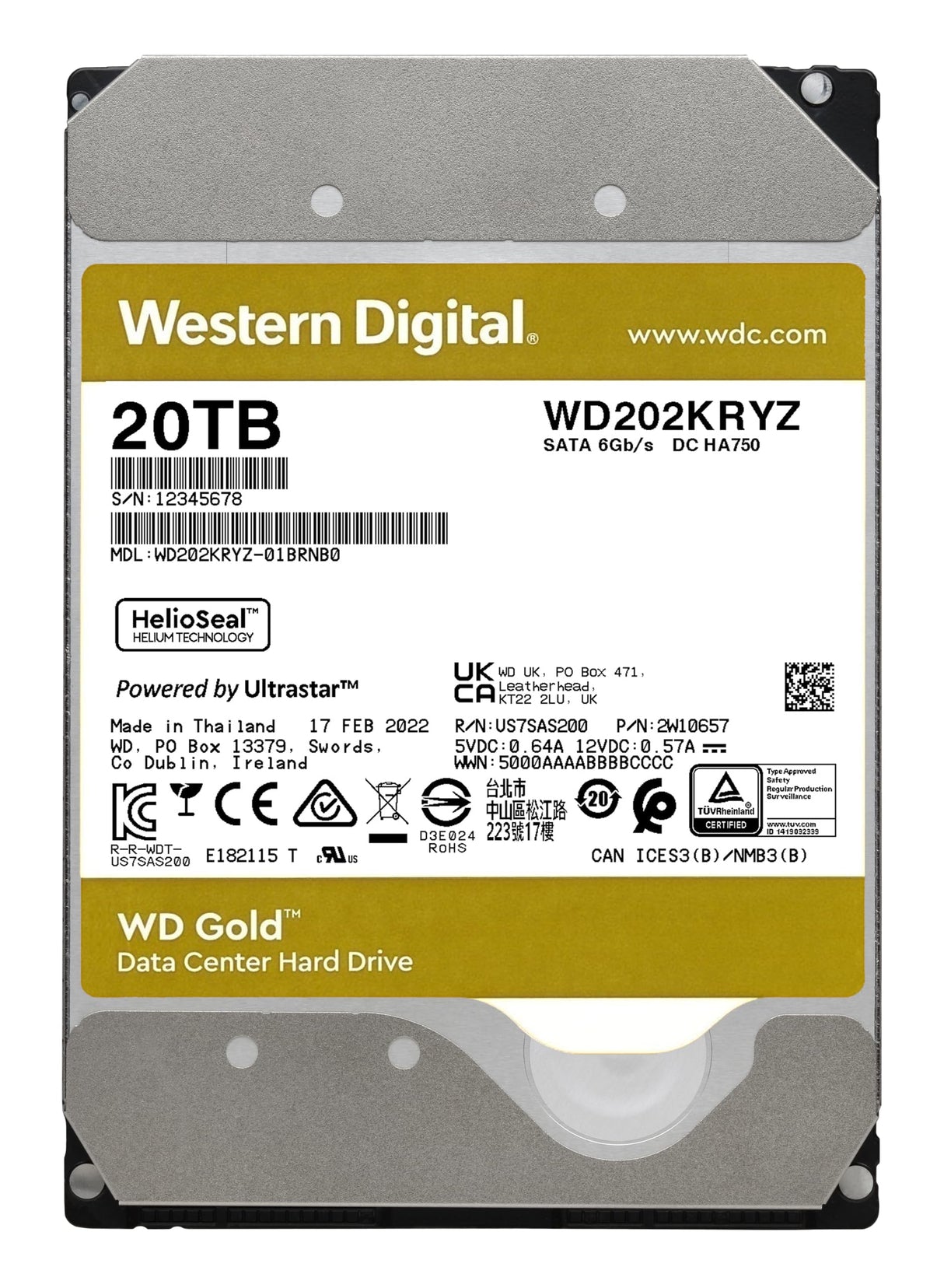 Western Digital WD Gold 3 5p SATA 6Gb s 20TB