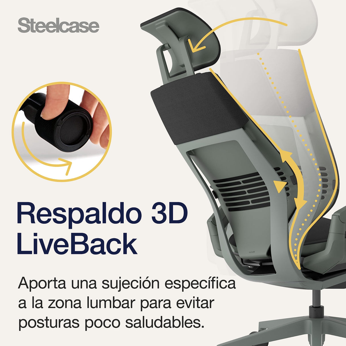 Steelcase Gesture, silla de oficina ergonómica con brazos 360 grados, sujeción lumbar y reposa cabeza regulables Ónix