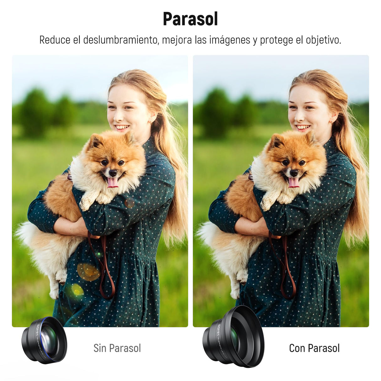NEEWER HD 65mm Telefoto Phone Camera Lens con Parasol Solo para 17mm Rosca Placa Trasera Phone Cage Case, 1,7X Zoom Accesorio Lente Compatible con iPhone 16, 15, S25, S24 Ultra, Android, LS-66