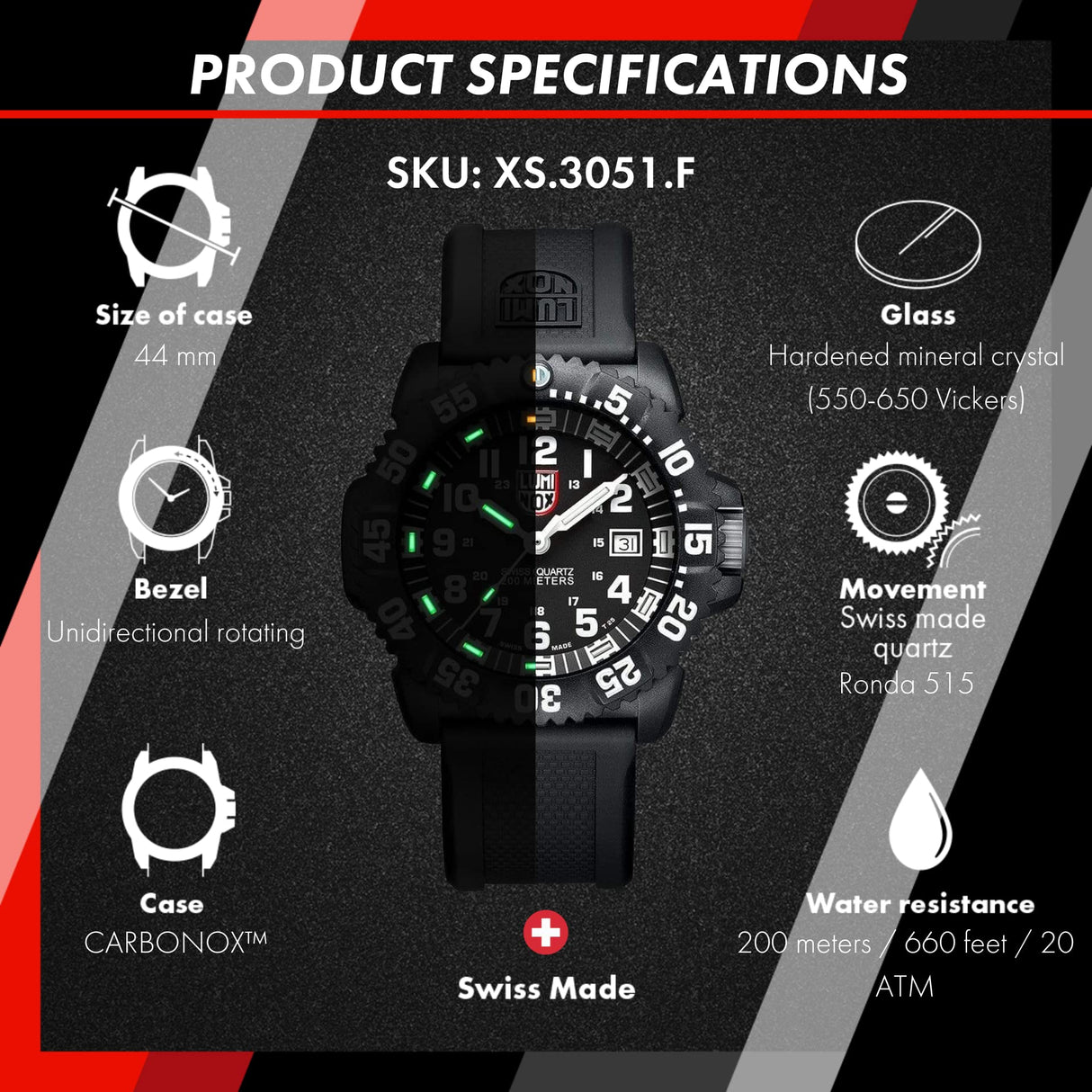 Luminox Reloj Analógico para Unisex Adulto de Automático con Correa en Plástico XS.3051.F
