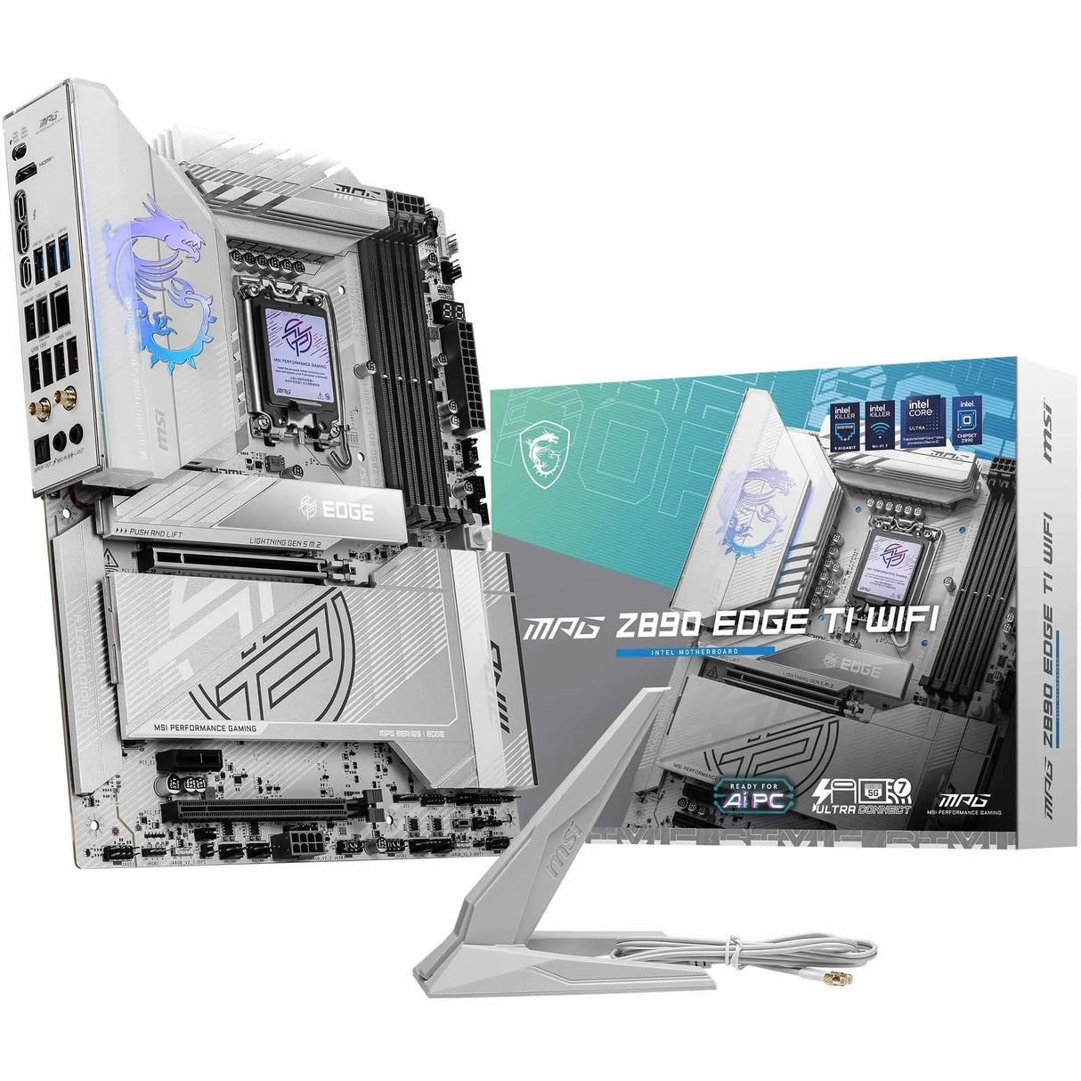 MSI MPG Z890 Edge TI WiFi, ATX - para procesadores Intel Core Ultra (Serie 2), LGA 1851 - VRM SPS 90A, Memoria DDR5 (9200+MT/s OC), PCIe 5.0 y 4.0 x16, M.2 Gen5, Wi -Fi7, LAN 5G