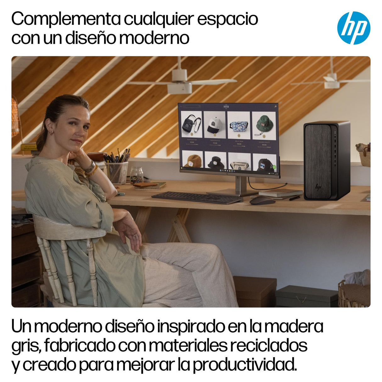 HP Ordenador de sobremesa OmniDesk (AMD Ryzen 7 8700G, 16GB, Wi-Fi 6, 1000GB, Windows 11 Home) - Negro
