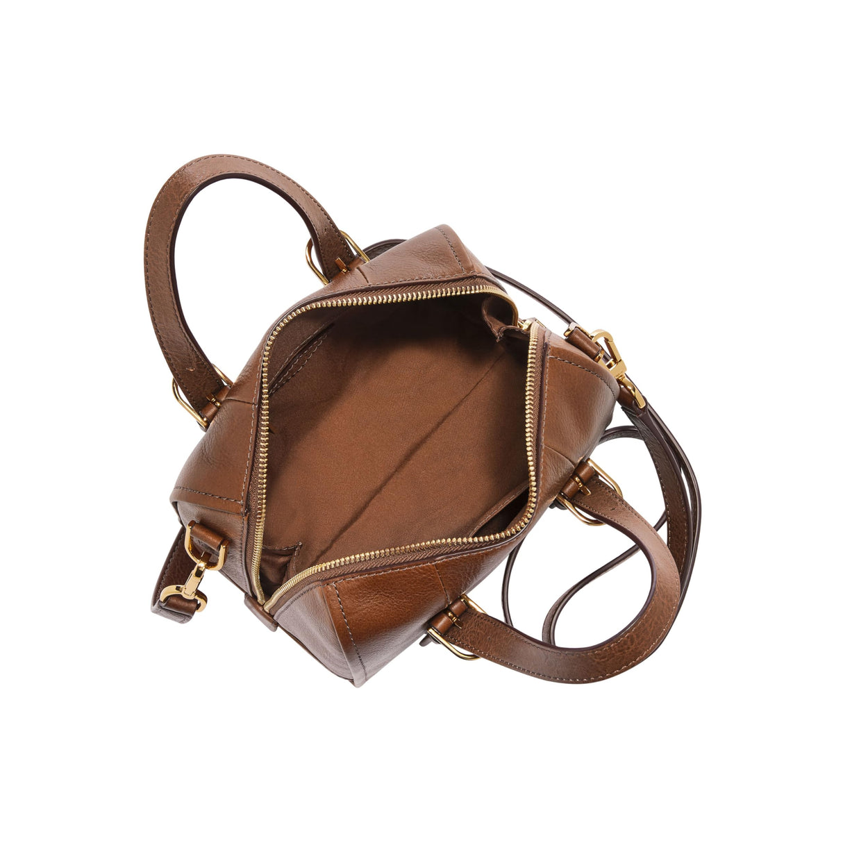 Fossil Carlie, Satchel para Mujer, marrón, 19 cm L x 12.1 cm W x 17.1 cm H