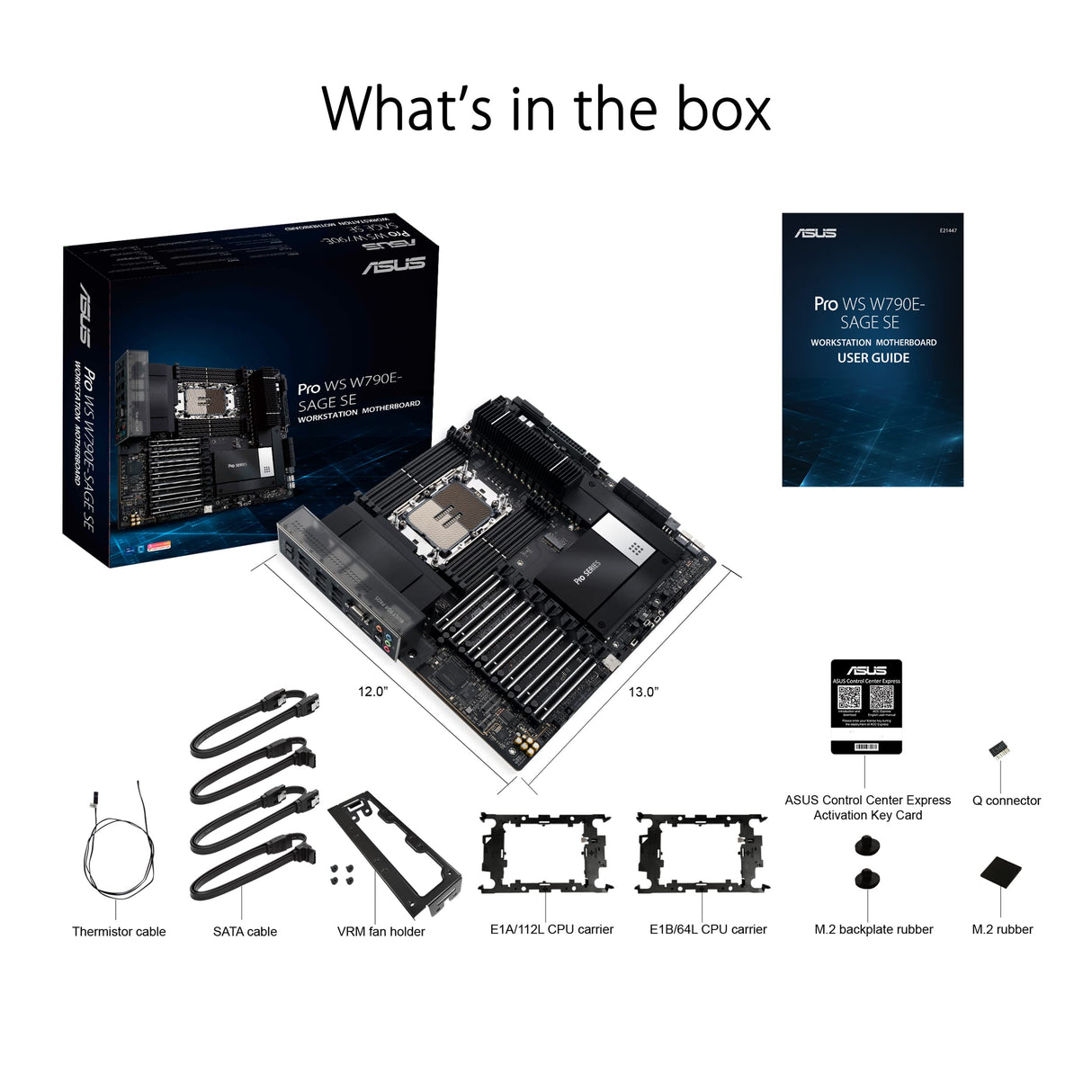 ASUS Pro W790E-SAGE SE Placa Base Intel W790 (LGA 4677 EEB con PCIe 5.0 x16, M.2, Dual 10G LAN, gestión remota de Nivel de Servidor, 14+1+1 etapas de alimentación, USB 3.2 Gen 2x2 Type-C), Negro