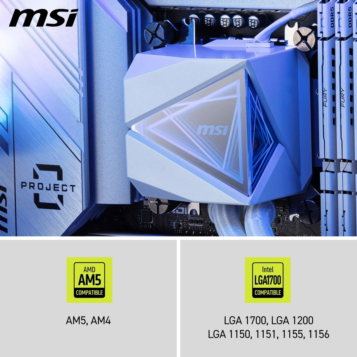 MSI MAG CORELIQUID I360 AIO WHITE CPU Refrigeración líquida, Colplate ampliada, ventiladores ARGB Blockhead y LDB, radiador de flujo dividido, Mystic Light, Compatible con Intel y AMD