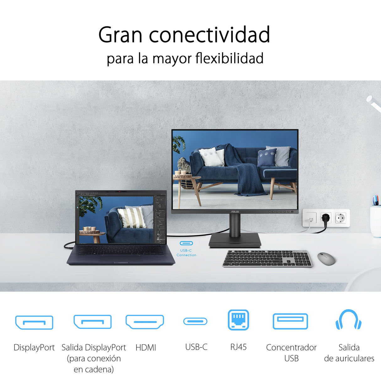 ASUS BE248CFN Monitor Docking de 24.1 Pulgadas, WUXGA 1920x1200, IPS, 100Hz, USB-C Dock, RJ45, diseño ergonómico, HDMI, conexión en Cadena, Eye Care, luz Azul Baja, antiparpadeo, Montaje en Pared