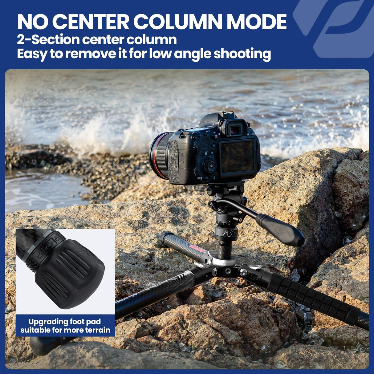 Fotopro Trípode de Fibra de Carbono 2.3lbs Ultraligero Trípode de Video de Viaje Portátil de 62 Pulgadas para Cámara DSLR Carga hasta 22lbs X-Aircross 3 Video