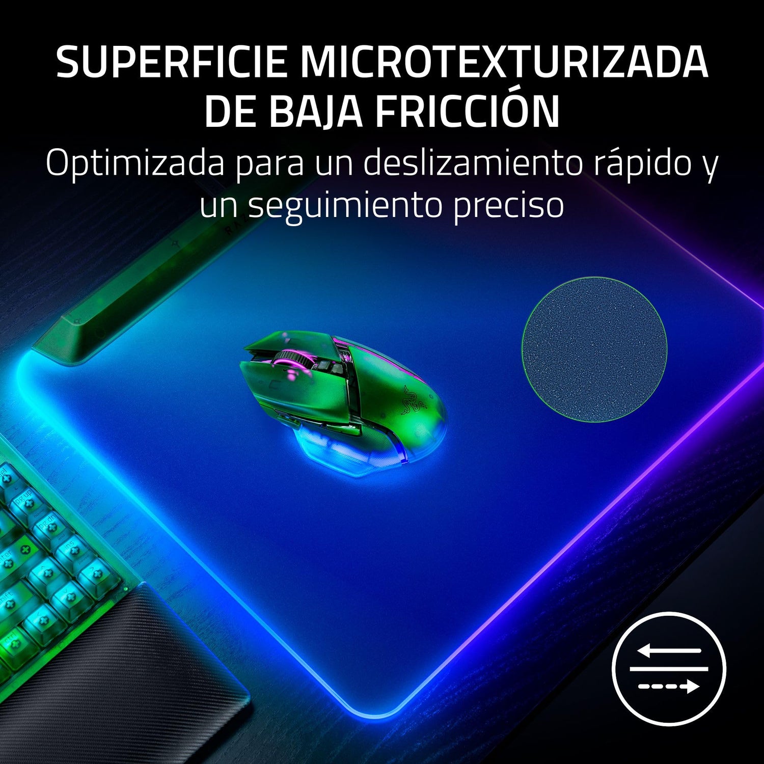 Razer Firefly V2 Pro Phantom Green Edition - Alfombrilla de ratón para Juegos Totalmente iluminada con Chroma RGB (Puerto USB, Superficie microtexturada, Base Antideslizante) Phantom Green